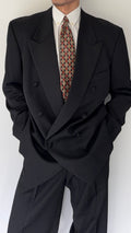 Armani Mani 1980s Tuxedo Peaked Lapel Double Breasted Jacket & Hugo Boss 1980s Pleated Tuxedo Pants - Size XXL Jacket / 38"