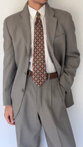 Emporio Armani 1990s 3B Draped Pleated Wool Suit Taupe Sage - Size S Jacket / 28" Waist