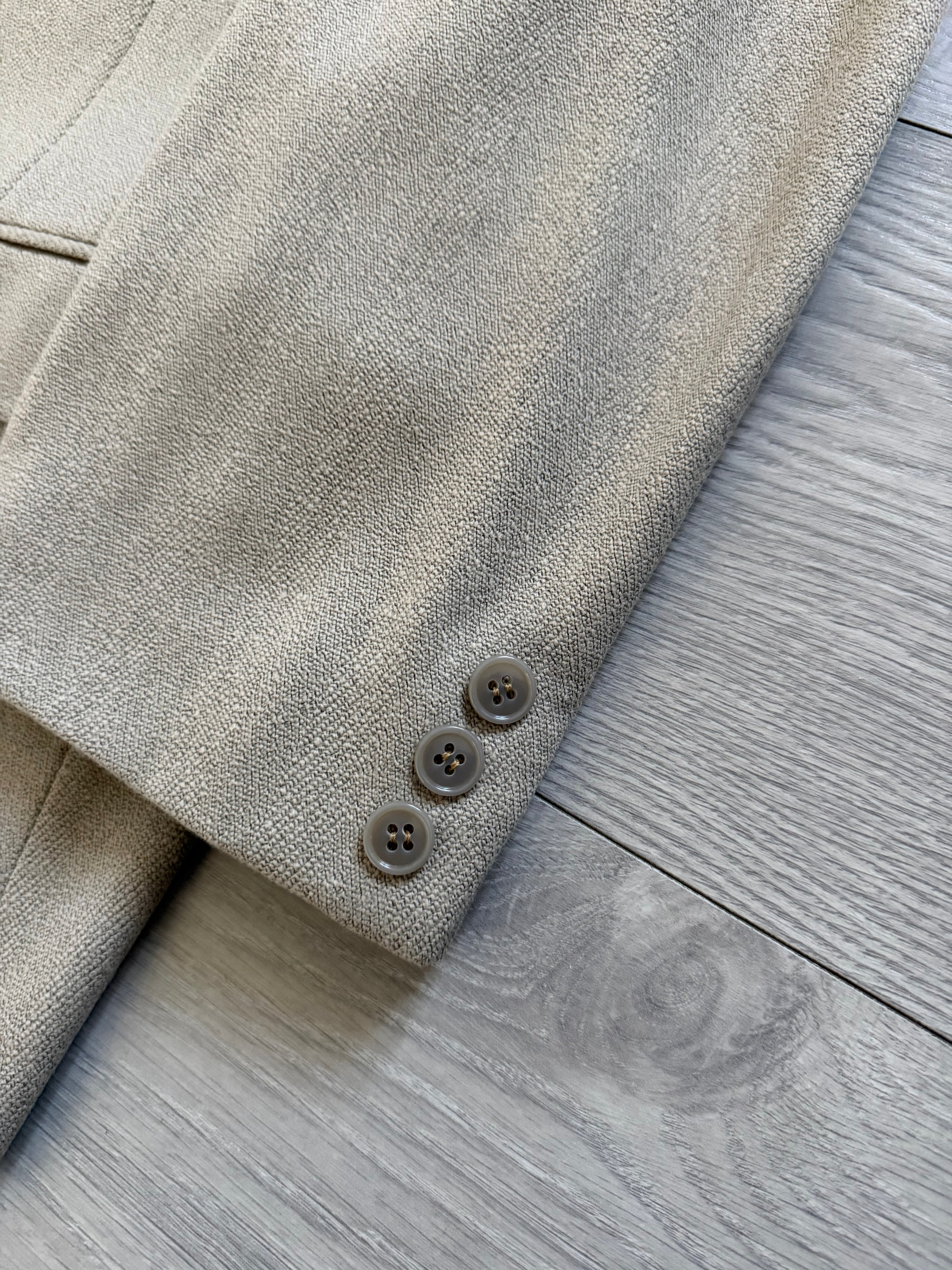 Dior 1980s Peaked Lapel Double Breasted Mushroom Taupe Sport Blazer Jacket - Size XXL