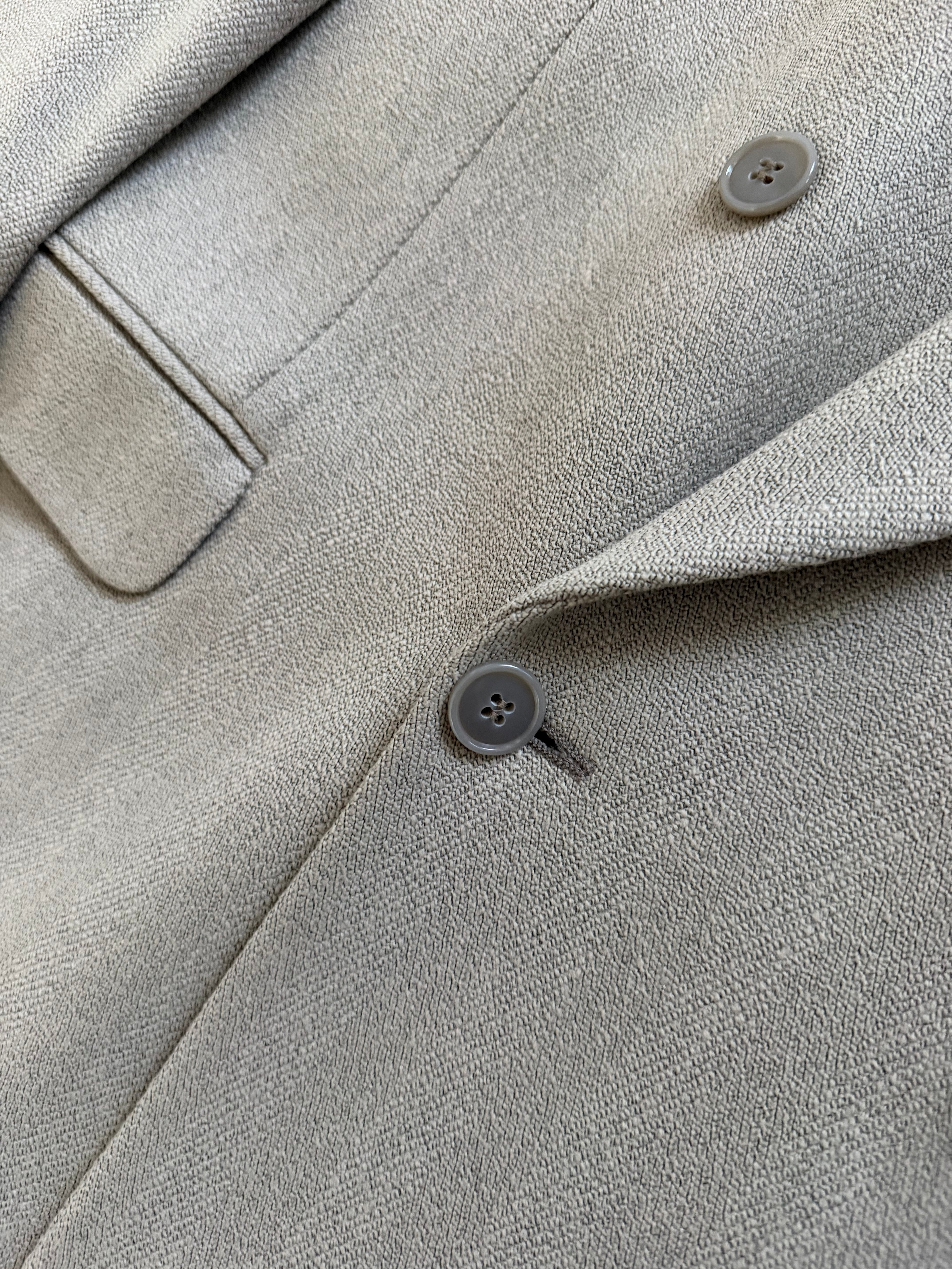 Dior 1980s Peaked Lapel Double Breasted Mushroom Taupe Sport Blazer Jacket - Size XXL