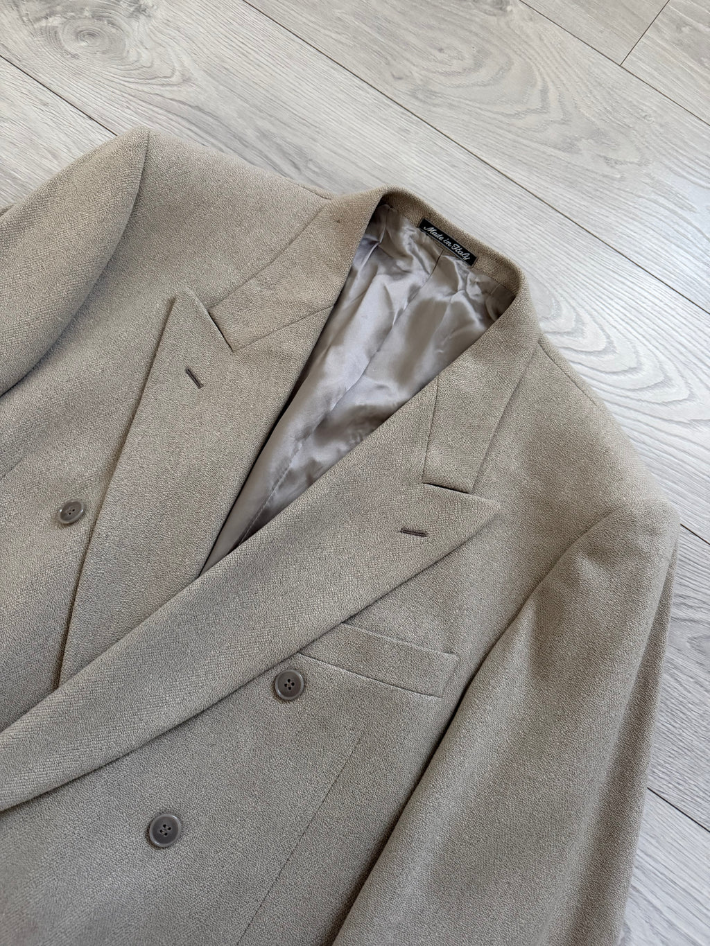 Dior 1980s Peaked Lapel Double Breasted Mushroom Taupe Sport Blazer Jacket - Size XXL