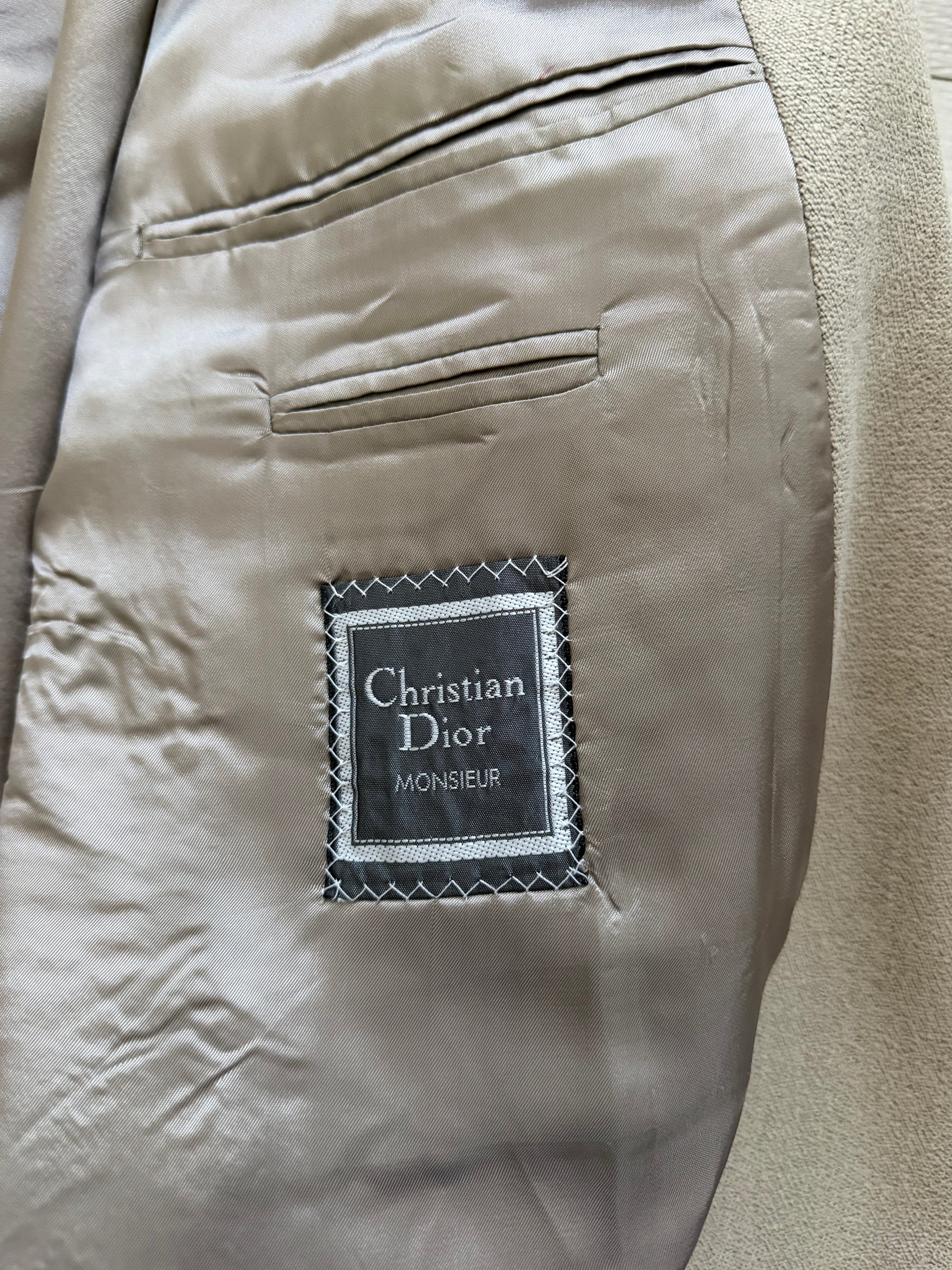 Dior 1980s Peaked Lapel Double Breasted Mushroom Taupe Sport Blazer Jacket - Size XXL