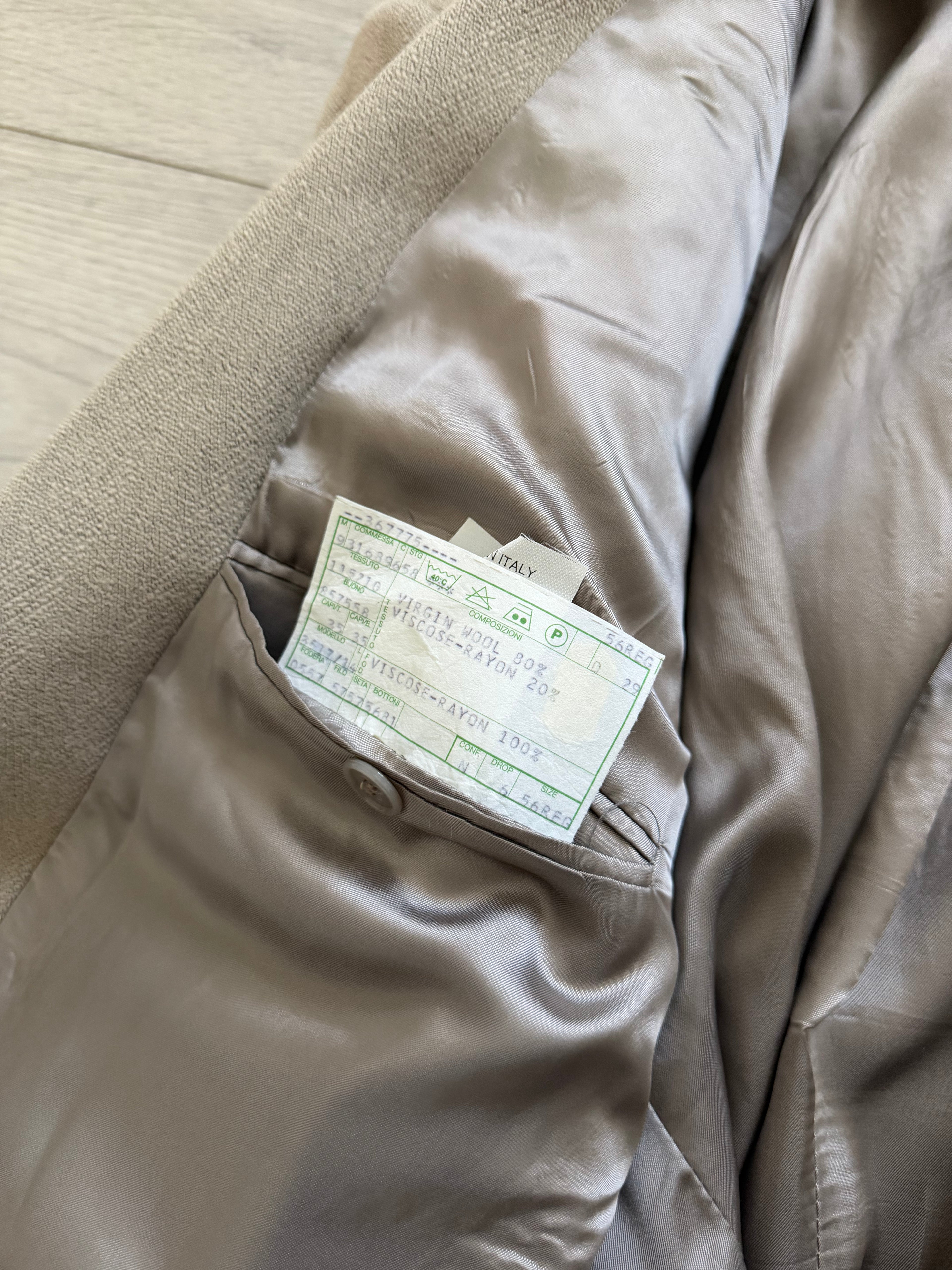 Dior 1980s Peaked Lapel Double Breasted Mushroom Taupe Sport Blazer Jacket - Size XXL