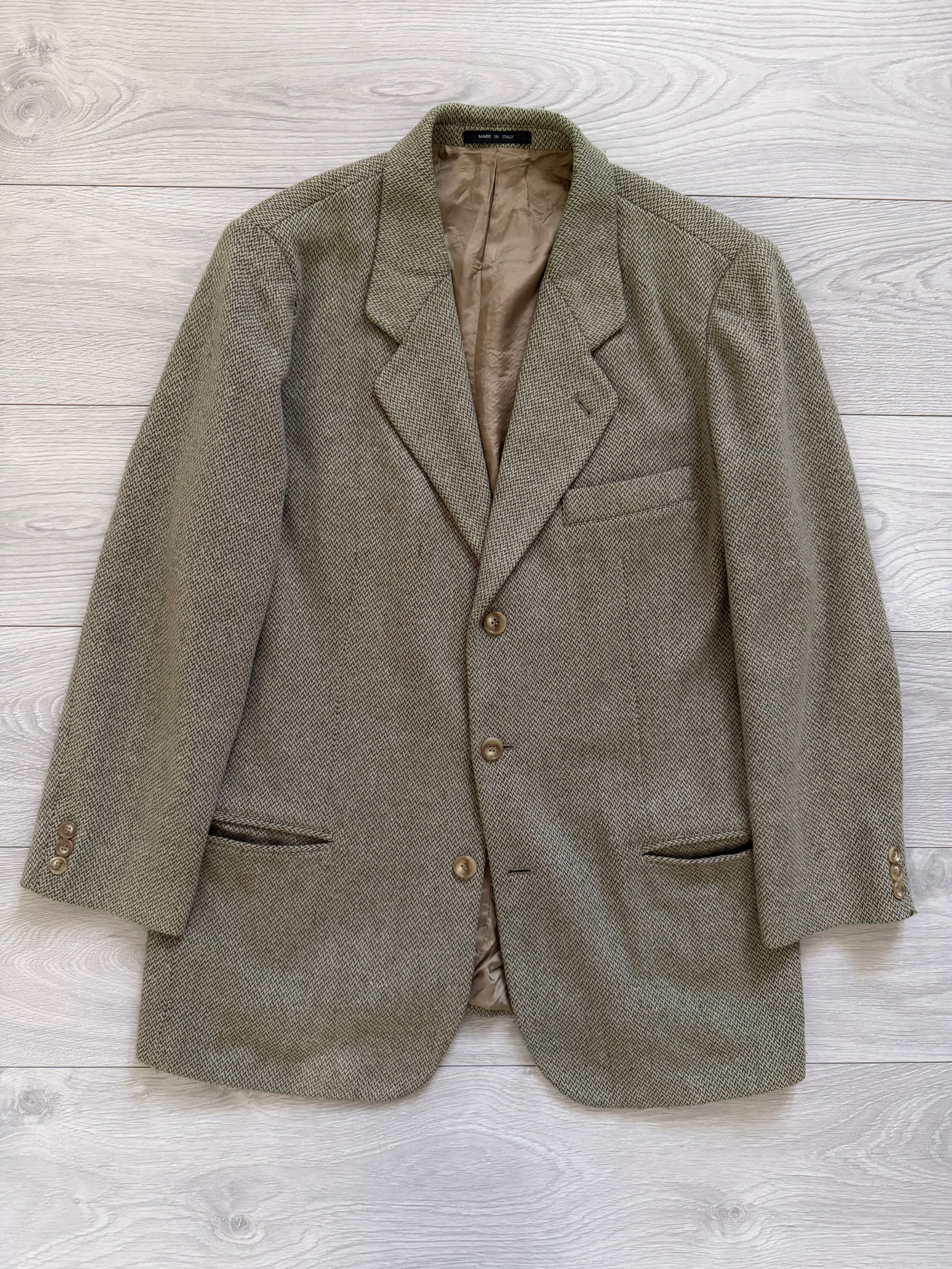 Emporio Armani 1990s 3B Wool Sport Jacket Blazer Taupe Green  - Size M