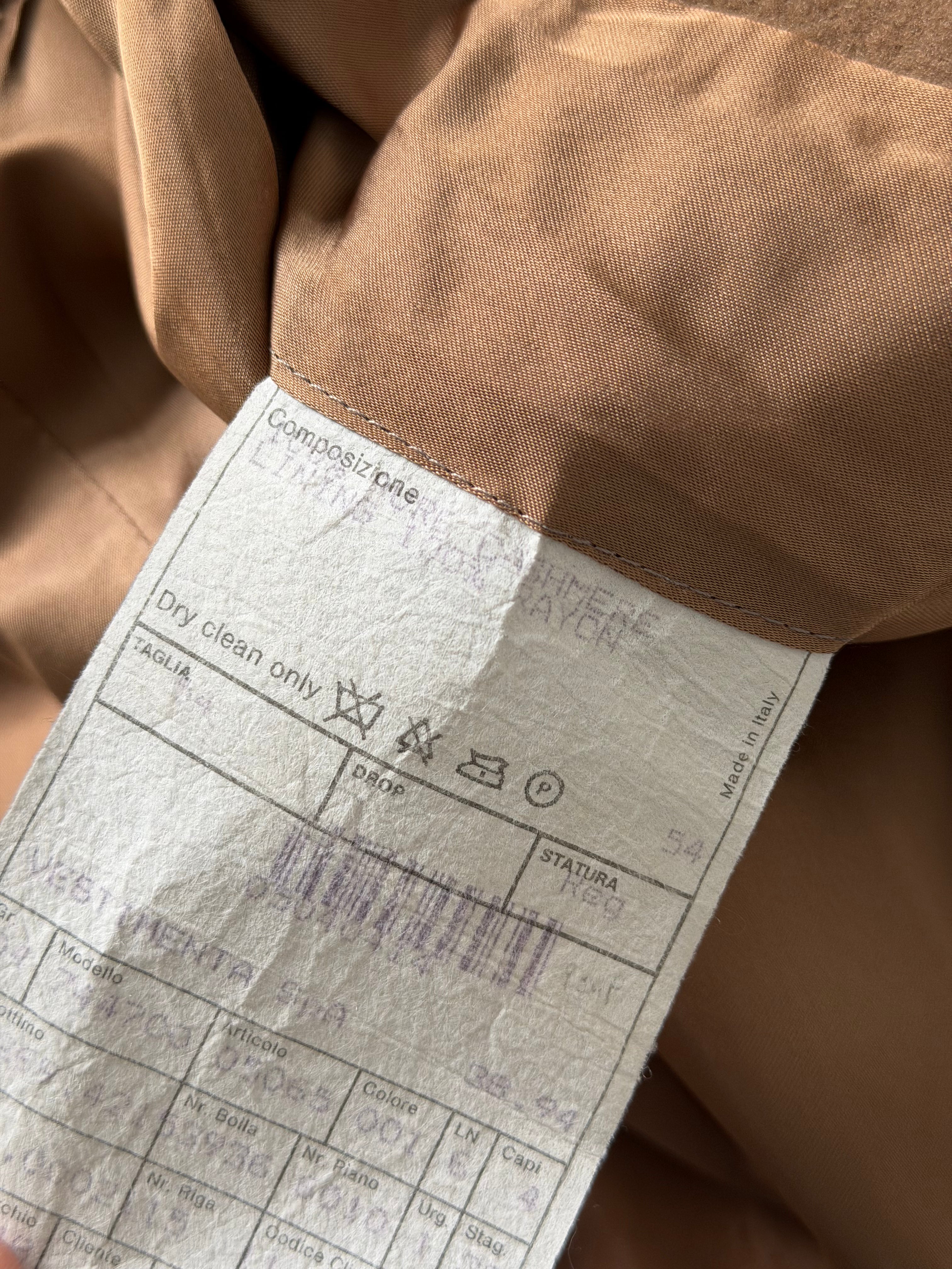 Giorgio Armani Black Label 1994 Cashmere Camel Brown Long Coat  - Size XL