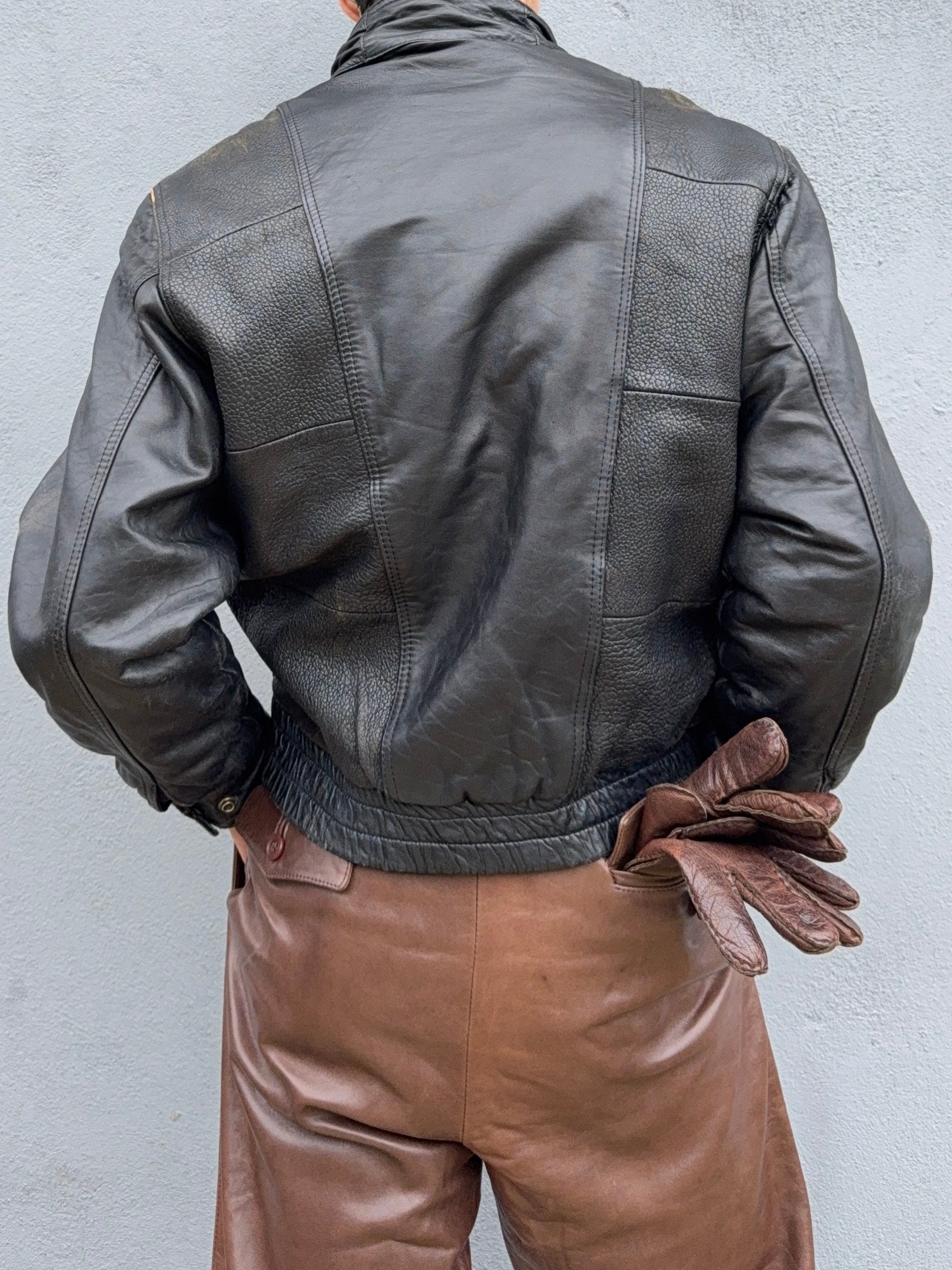 Valentino 1980s Panelled Leather Bomber Jacket - Size M – NDWC0 Shop