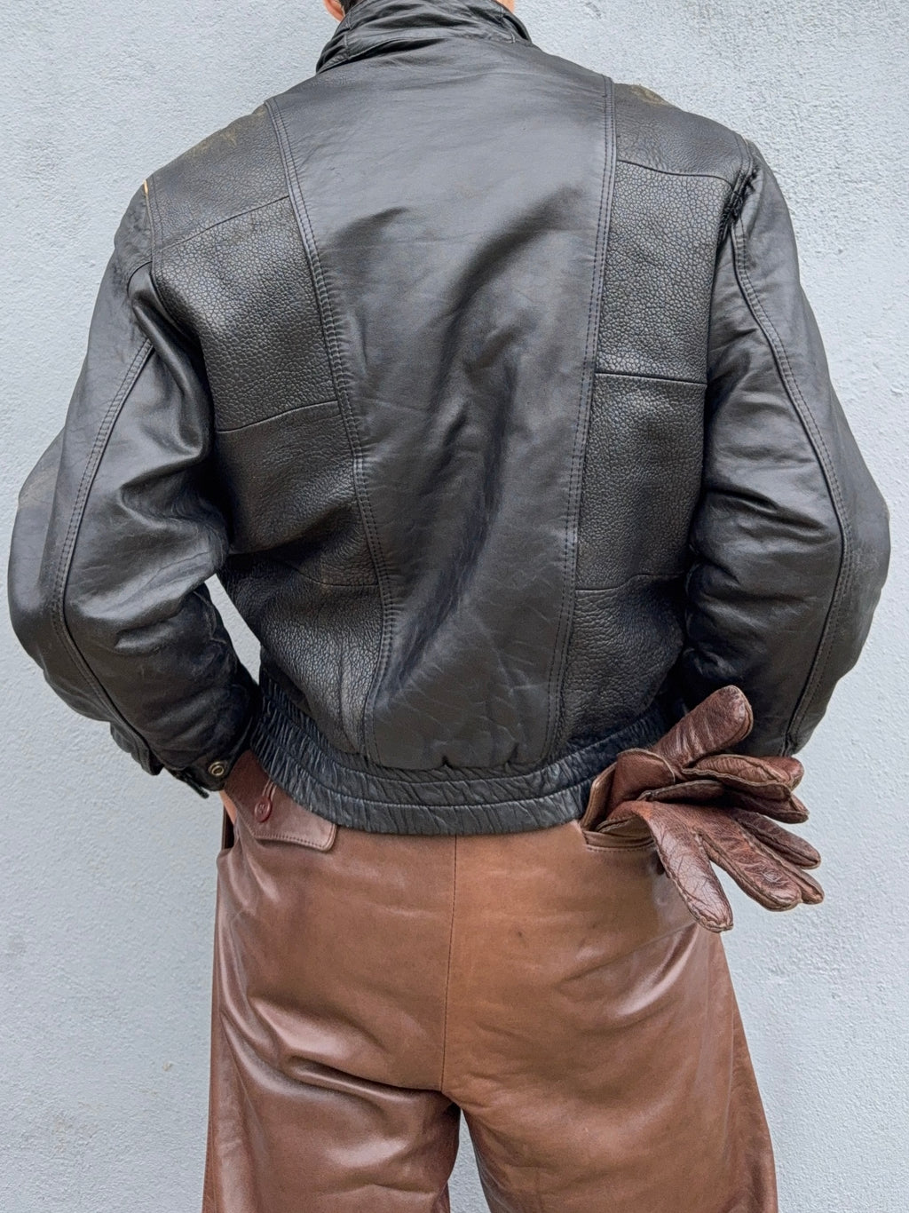 Valentino 1980s Panelled Leather Bomber Jacket - Size M