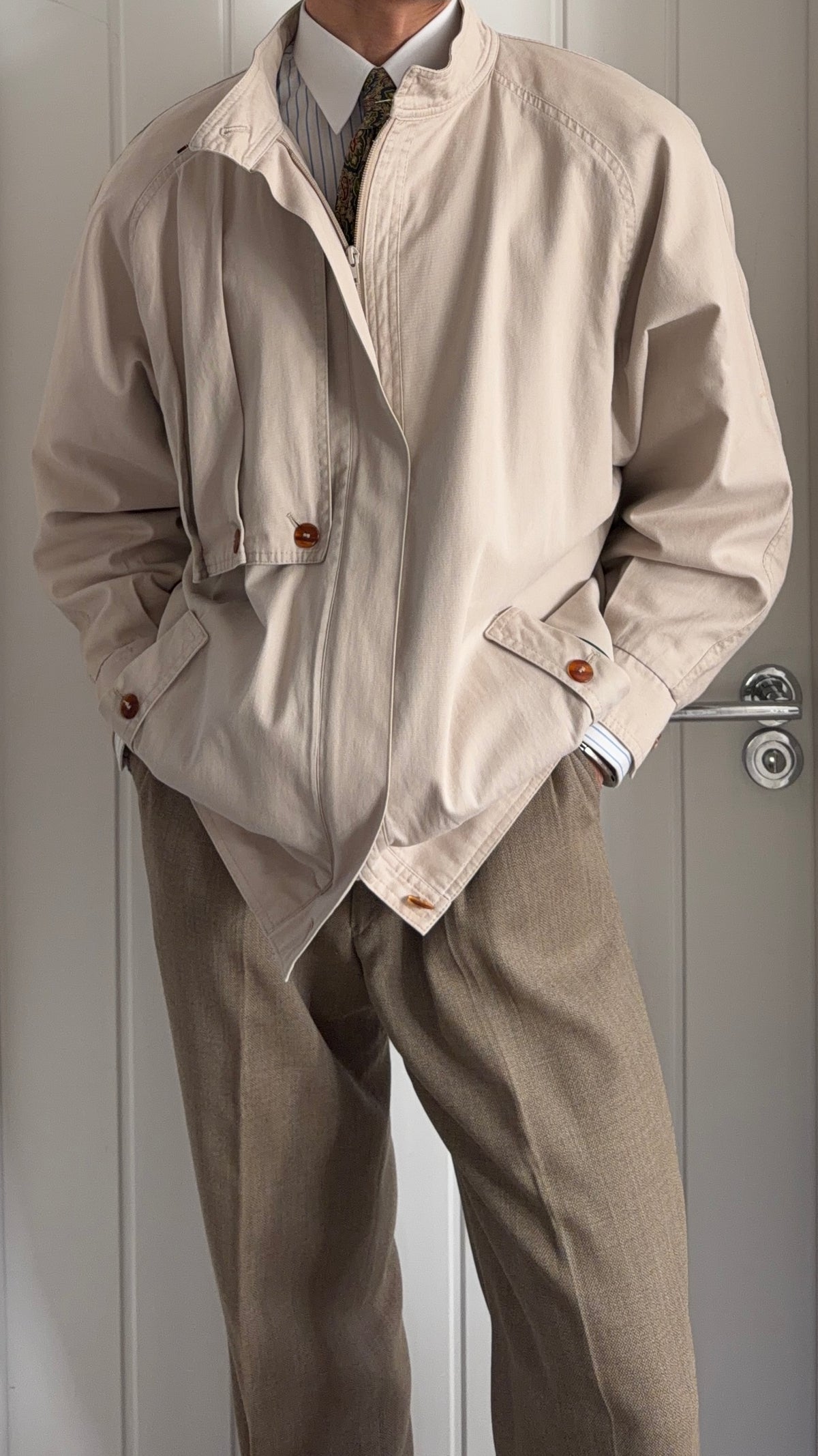 1990s Vintage Pleat Flap Cotton Swing Jacket - Size M