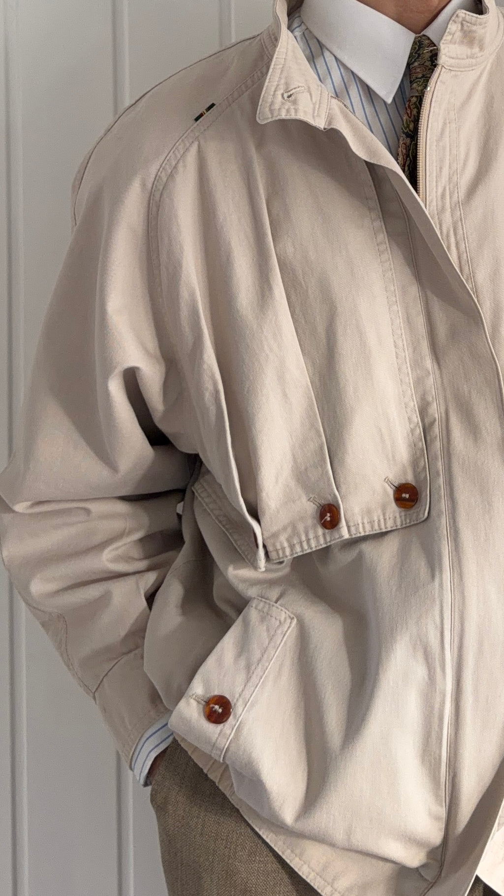 1990s Vintage Pleat Flap Cotton Swing Jacket - Size M