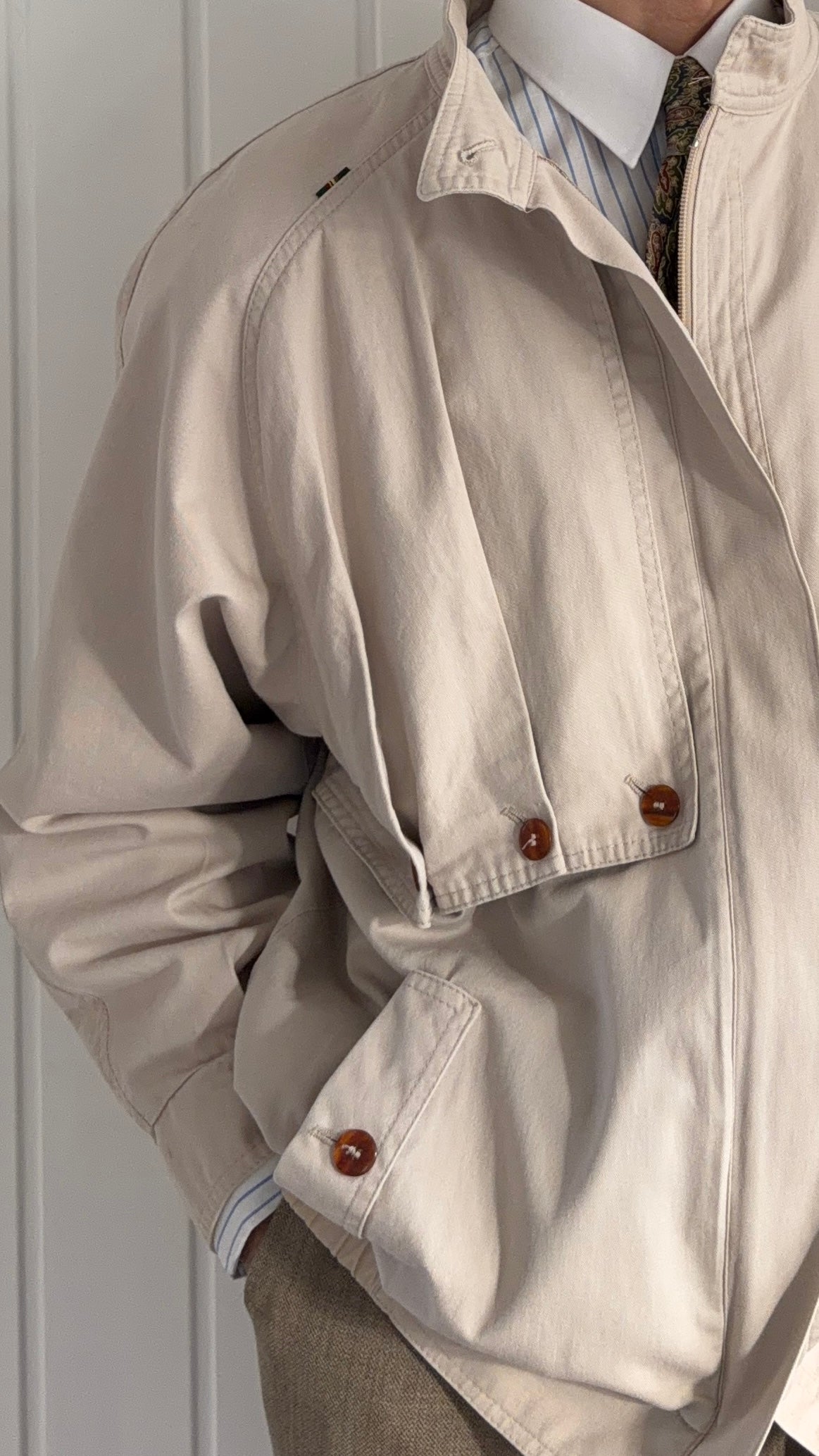 1990s Vintage Pleat Flap Cotton Swing Jacket - Size M