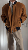 Hugo Boss 1980s Wool Cashmere Camel Brown Bomber Jacket - Size L