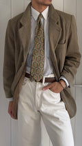 Emporio Armani 1990s 3B Wool Sport Jacket Blazer Taupe Green  - Size M
