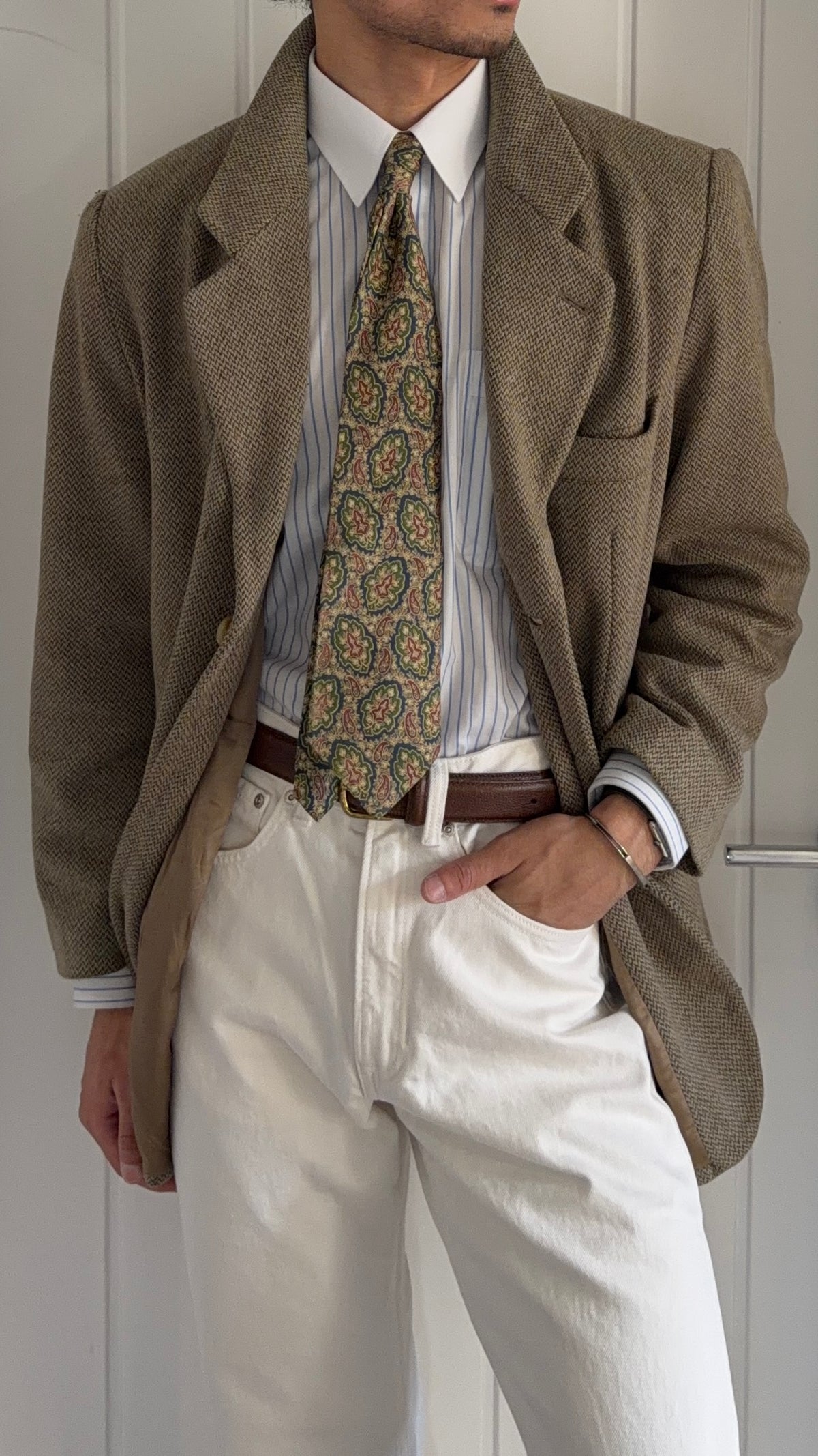 Emporio Armani 1990s 3B Wool Sport Jacket Blazer Taupe Green  - Size M