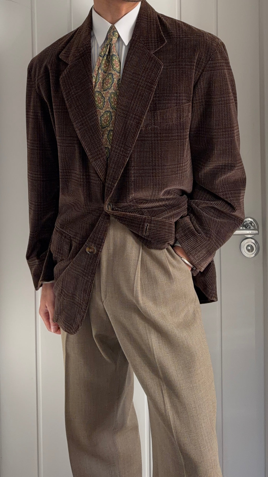 Giorgio Armani 1980s 2B Cotton Corduroy Sport Jacket Blazer Brown - Size M