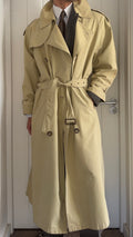 Giorgio Armani 1980s Belted Oversized Long Trench Coat Taupe Beige - Size M
