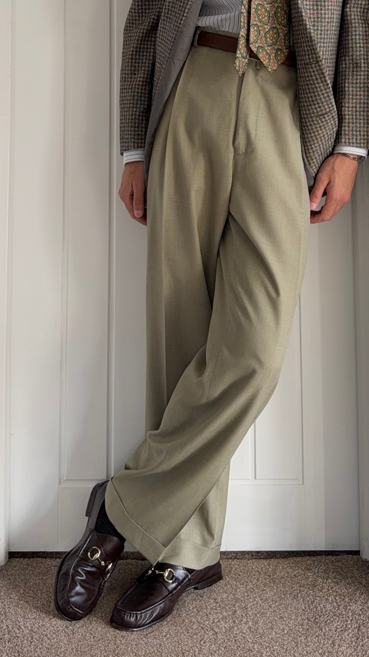 Giorgio Armani Black Label 1990s Pleated Wool Pants - Size 38" Waist
