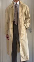 Hugo Boss 1990s Cotton Nylon Balmacaan Overcoat Beige - Size S