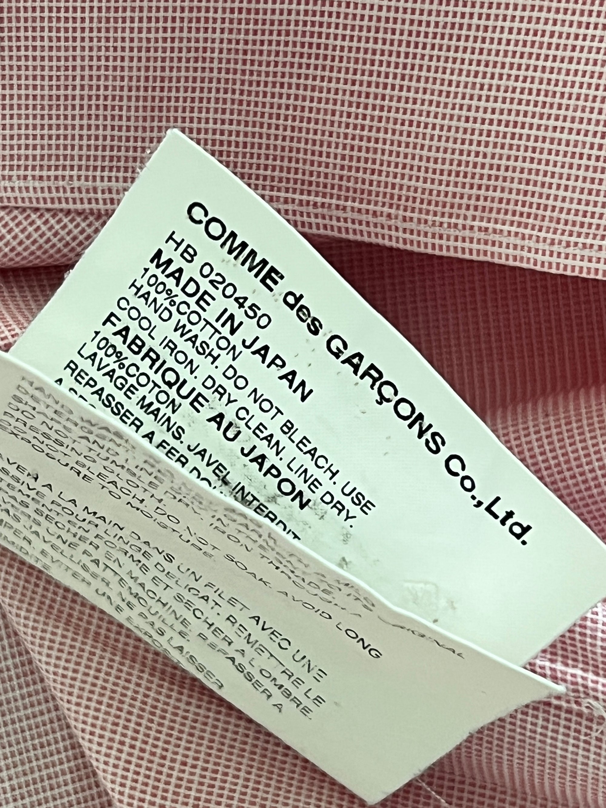 Comme Des Garcons Homme AD2001 Pink Relaxed Shirt - Size M