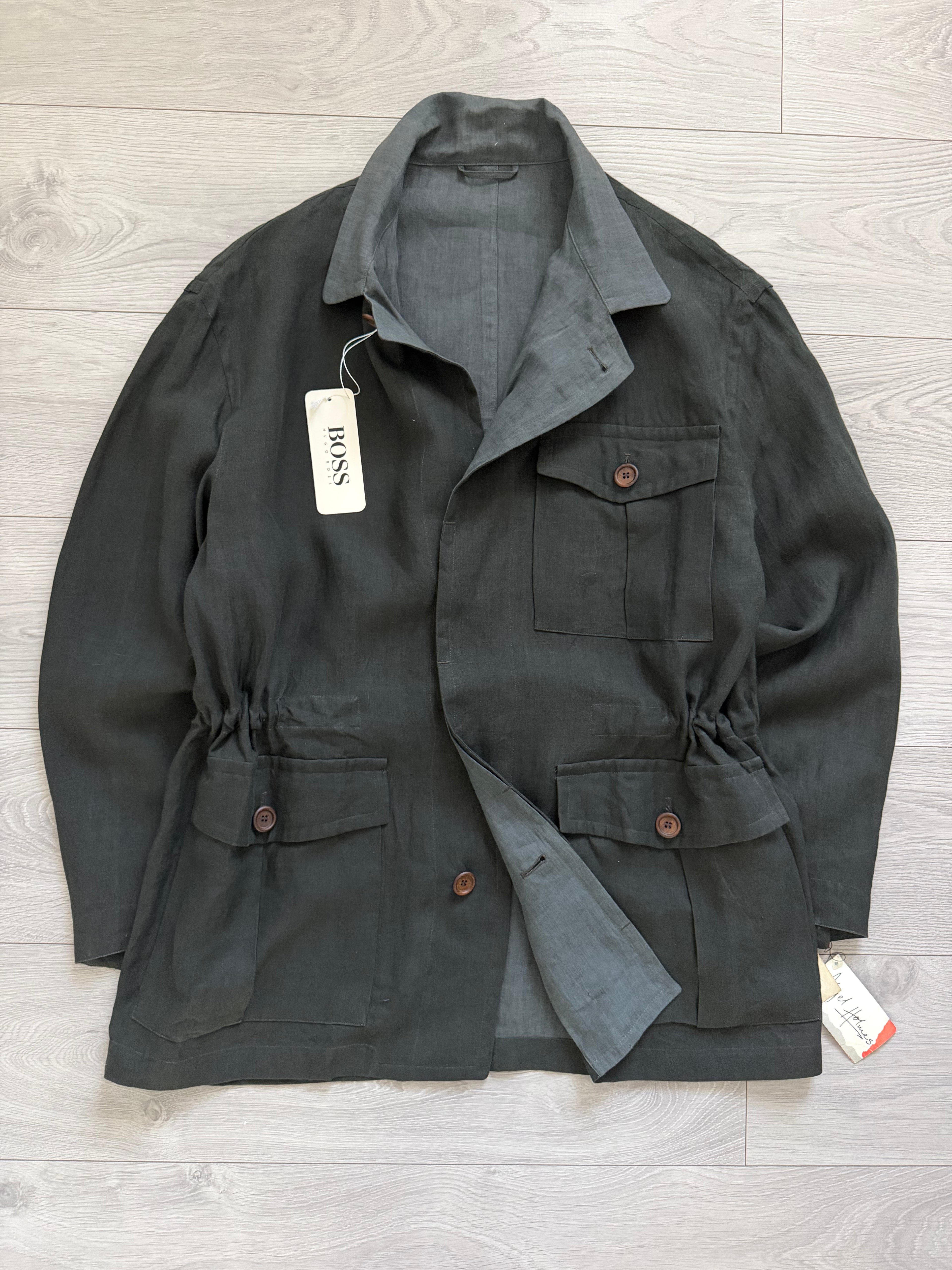 Hugo Boss 1980s 'Daktari' Linen Safari Field Jacket - Size XL