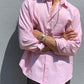 Comme Des Garcons Homme AD2001 Pink Relaxed Shirt - Size M