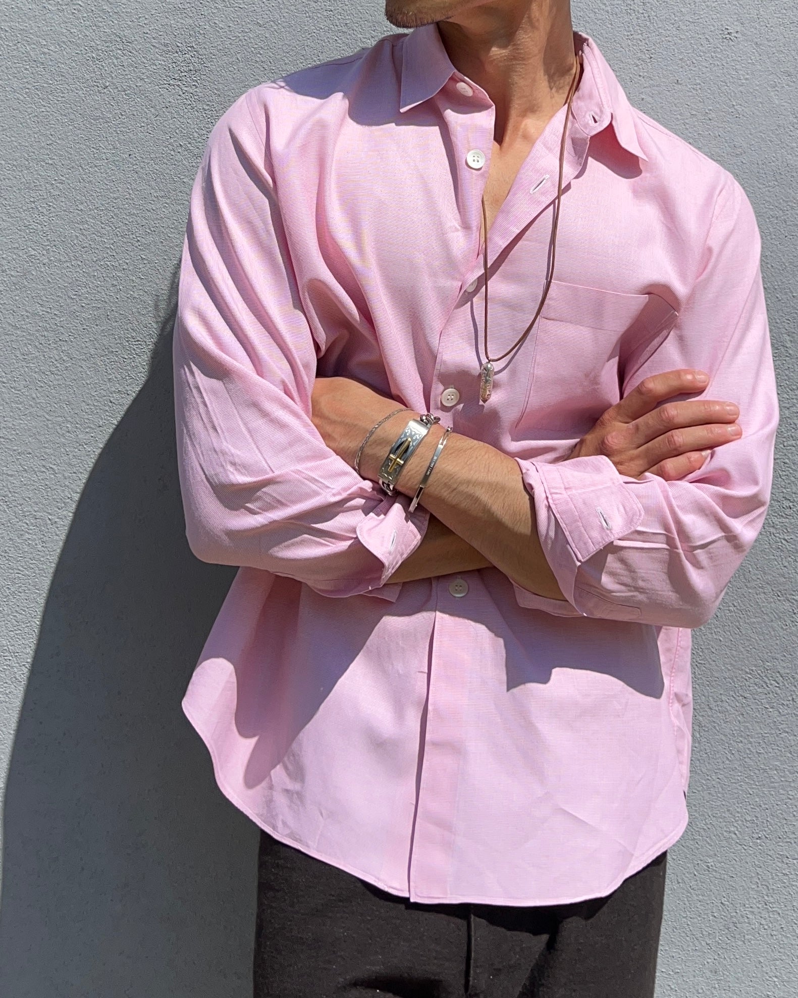Comme Des Garcons Homme AD2001 Pink Relaxed Shirt - Size M