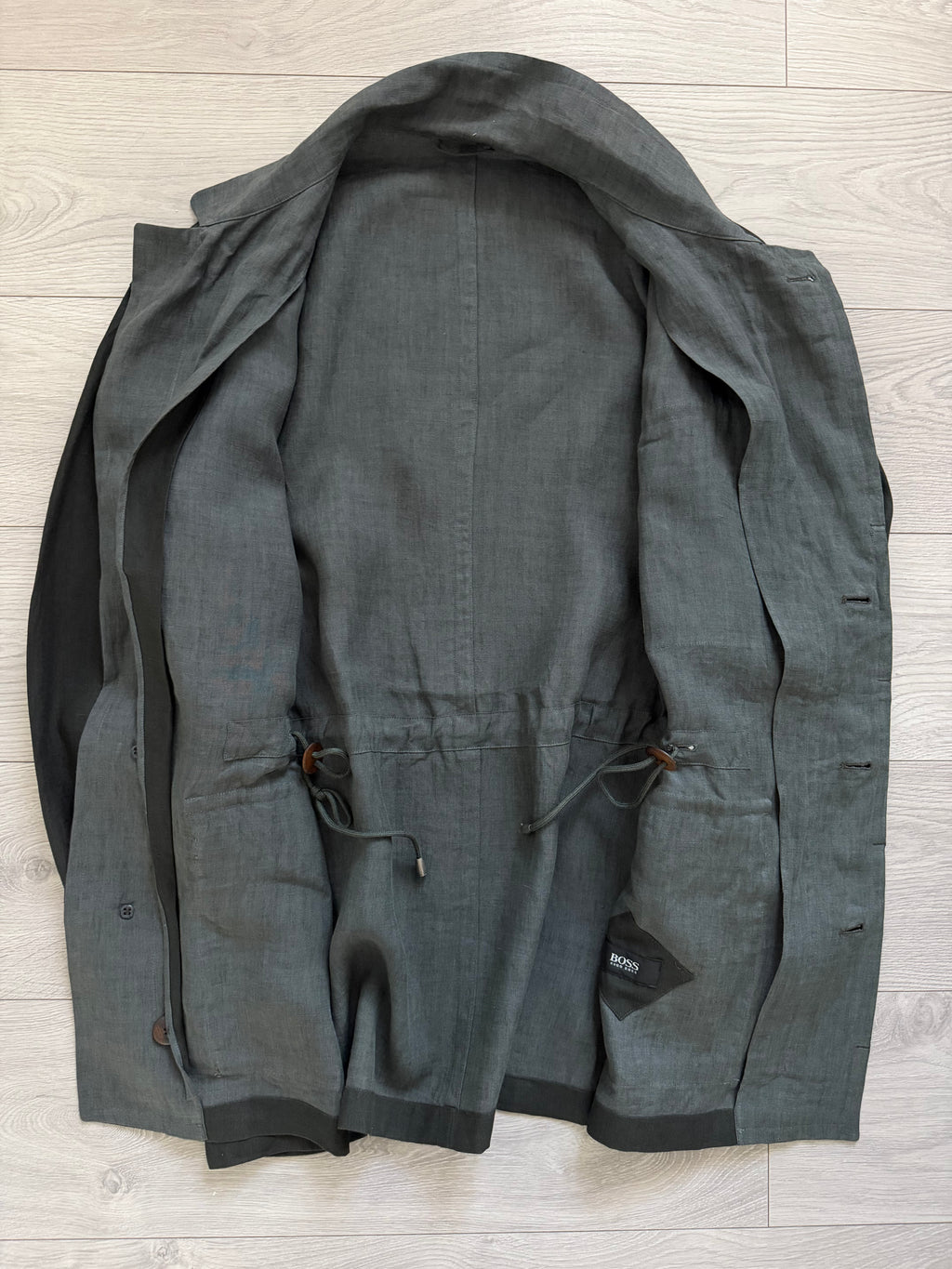 Hugo Boss 1980s 'Daktari' Linen Safari Field Jacket - Size XL