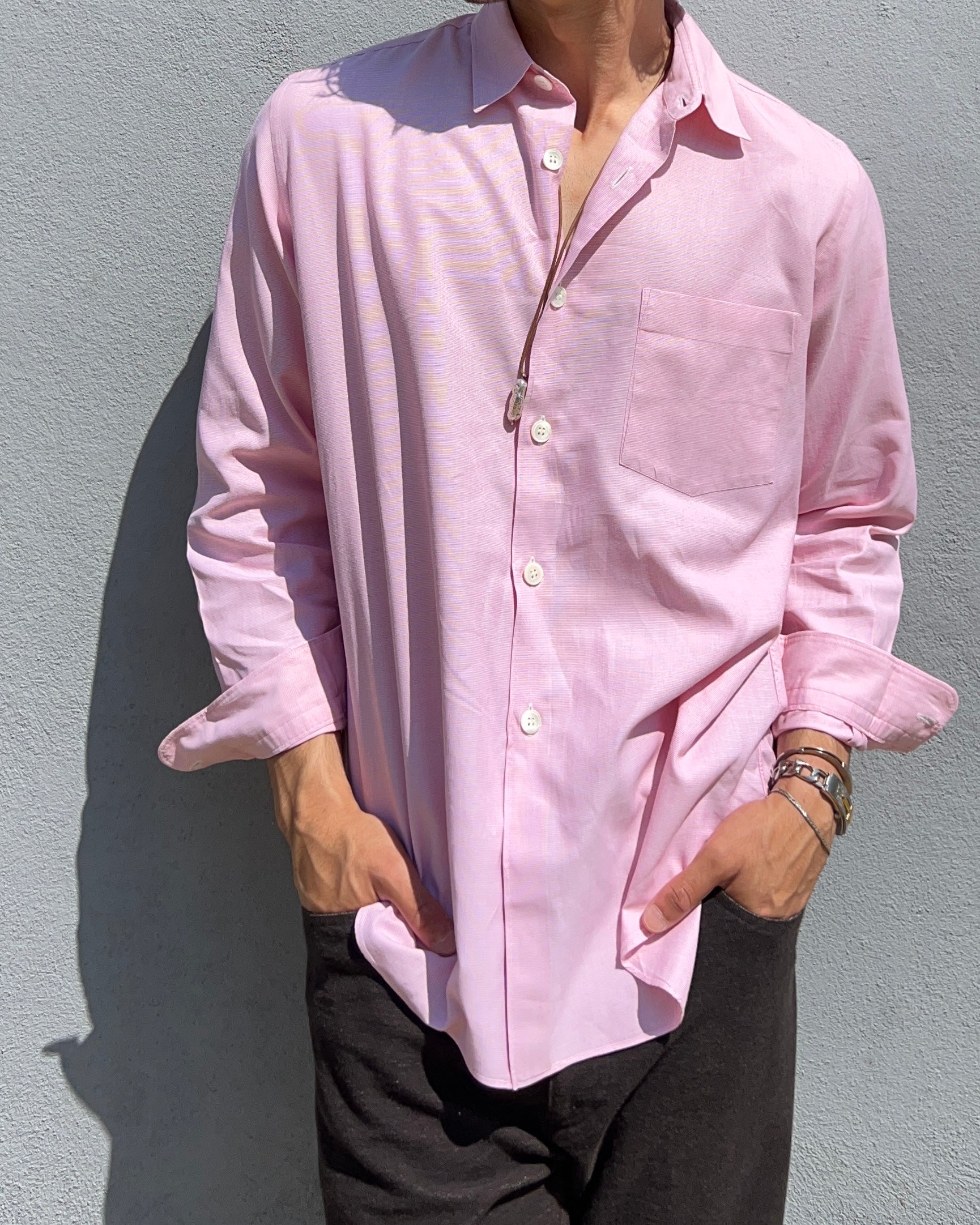 Comme Des Garcons Homme AD2001 Pink Relaxed Shirt - Size M