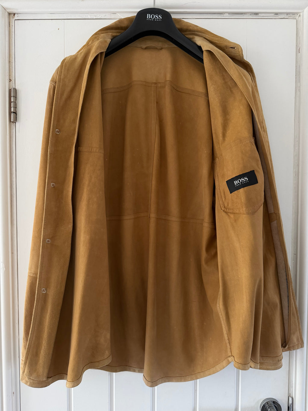 Hugo Boss 1990s Rough Out Suede Leather Overshirt - Size L
