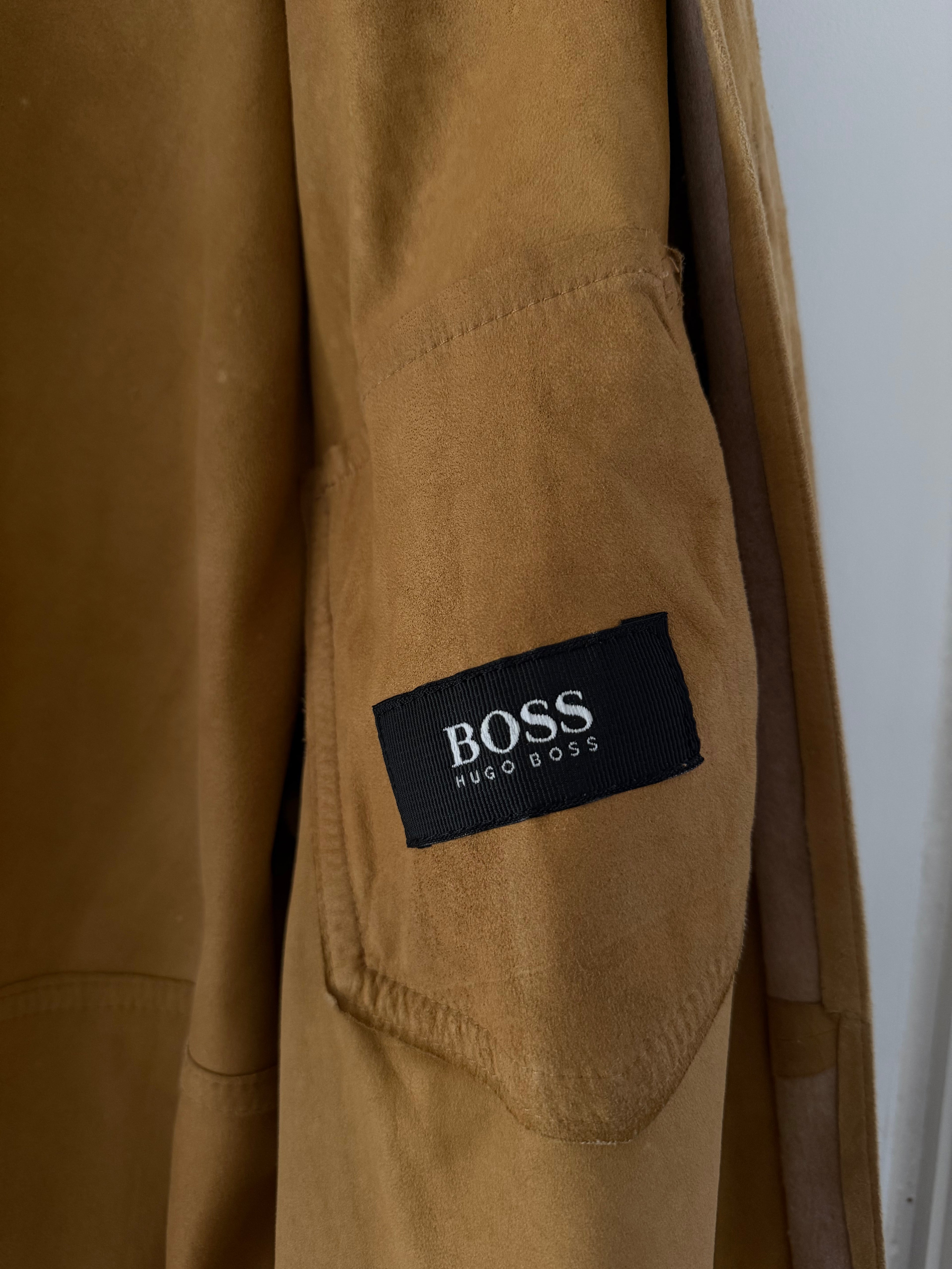 Hugo Boss 1990s Rough Out Suede Leather Overshirt - Size L