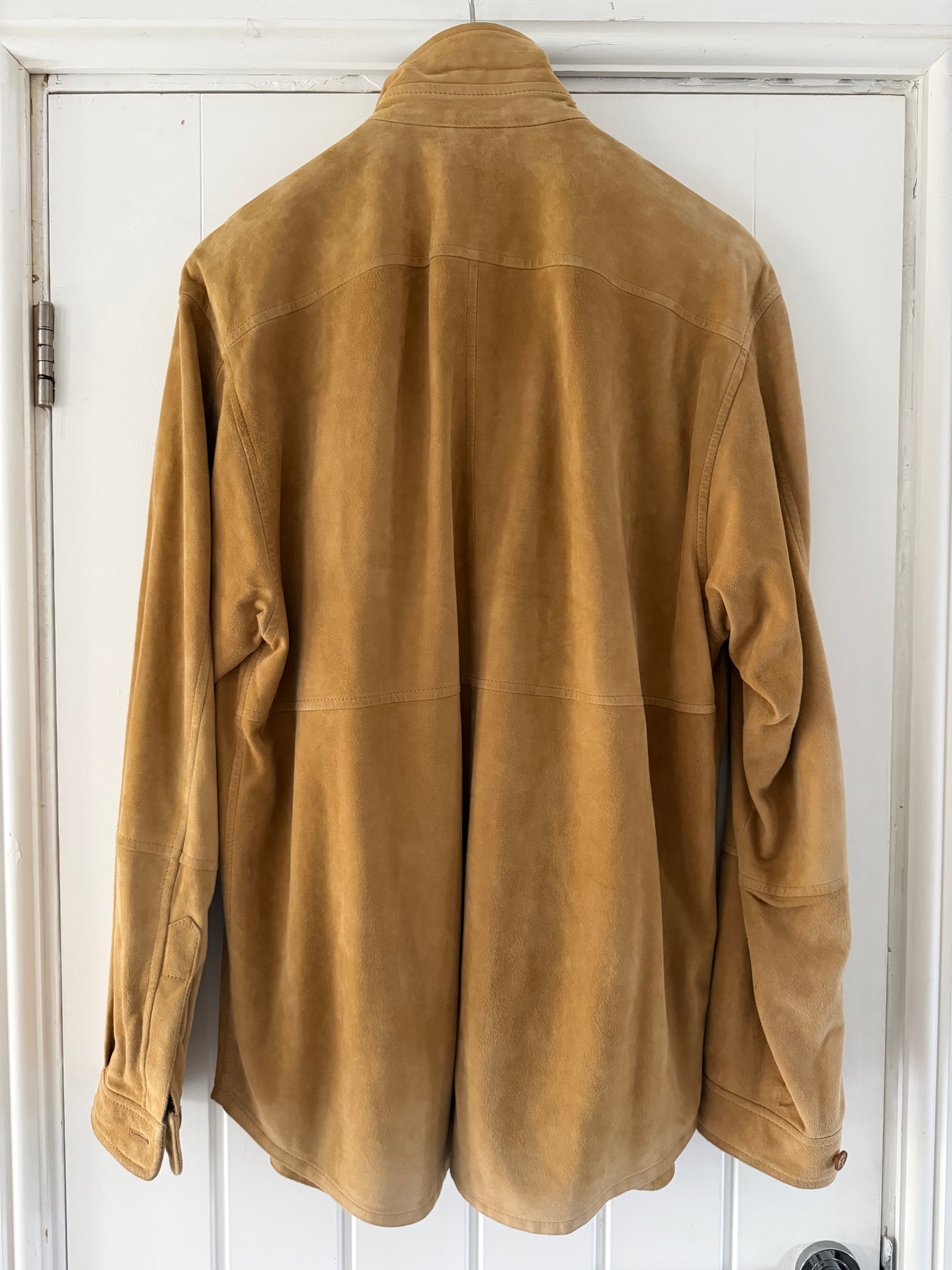 Hugo Boss 1990s Rough Out Suede Leather Overshirt - Size L