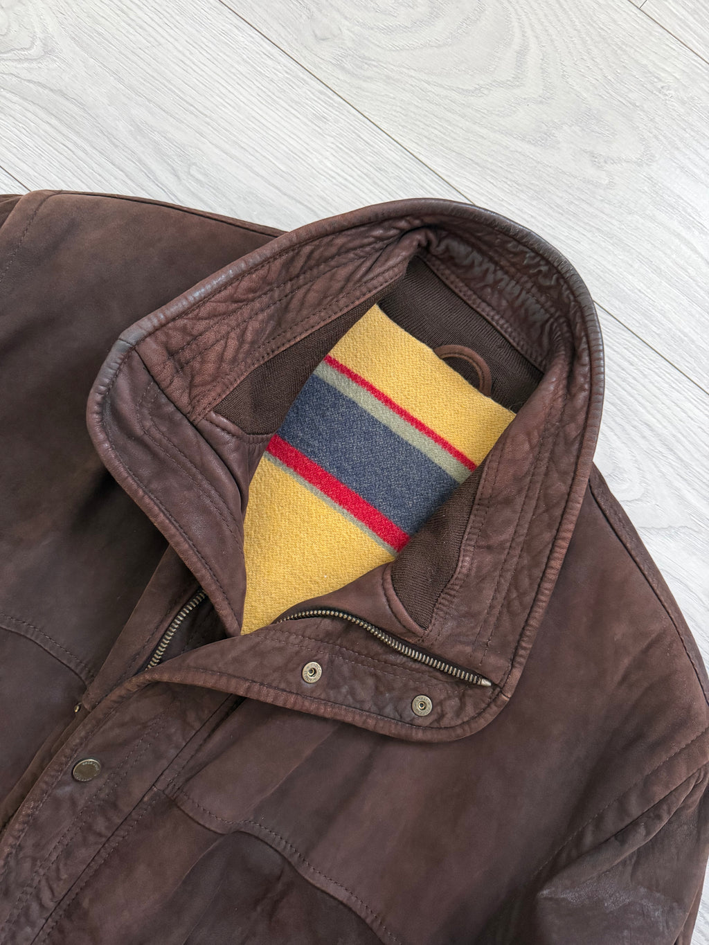 Hugo Boss 1990s Suede Leather Wool Lined Chocolate Brown Jacket  - Size XL