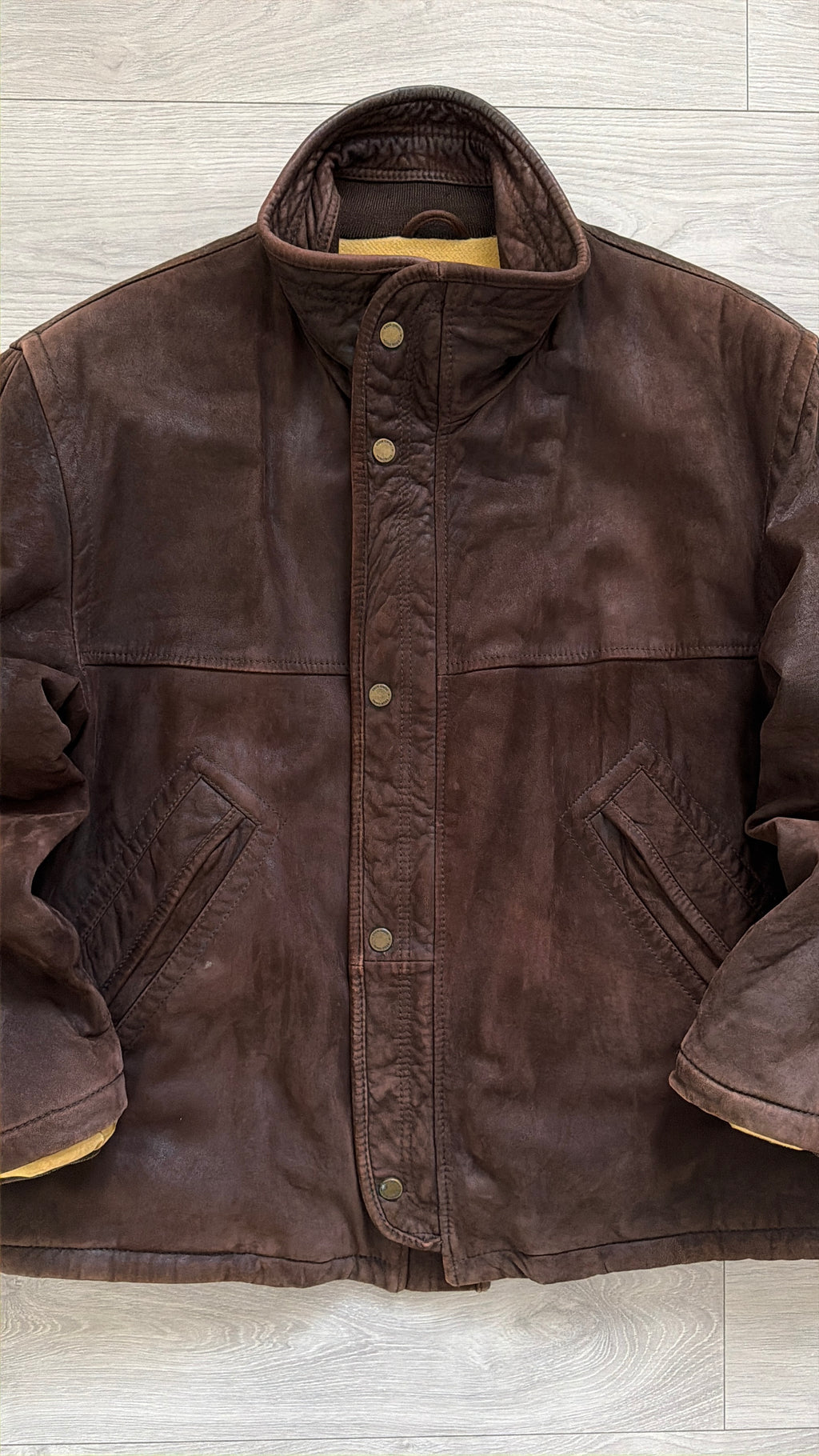Hugo Boss 1990s Suede Leather Wool Lined Chocolate Brown Jacket  - Size XL