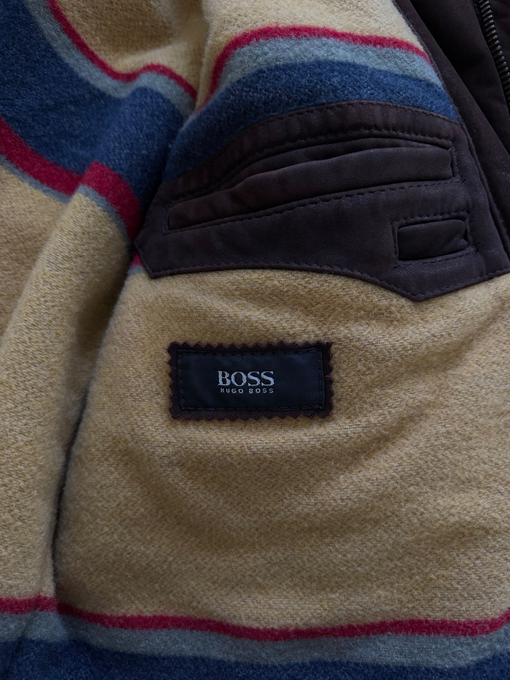 Hugo Boss 1990s Suede Leather Wool Lined Chocolate Brown Jacket  - Size XL
