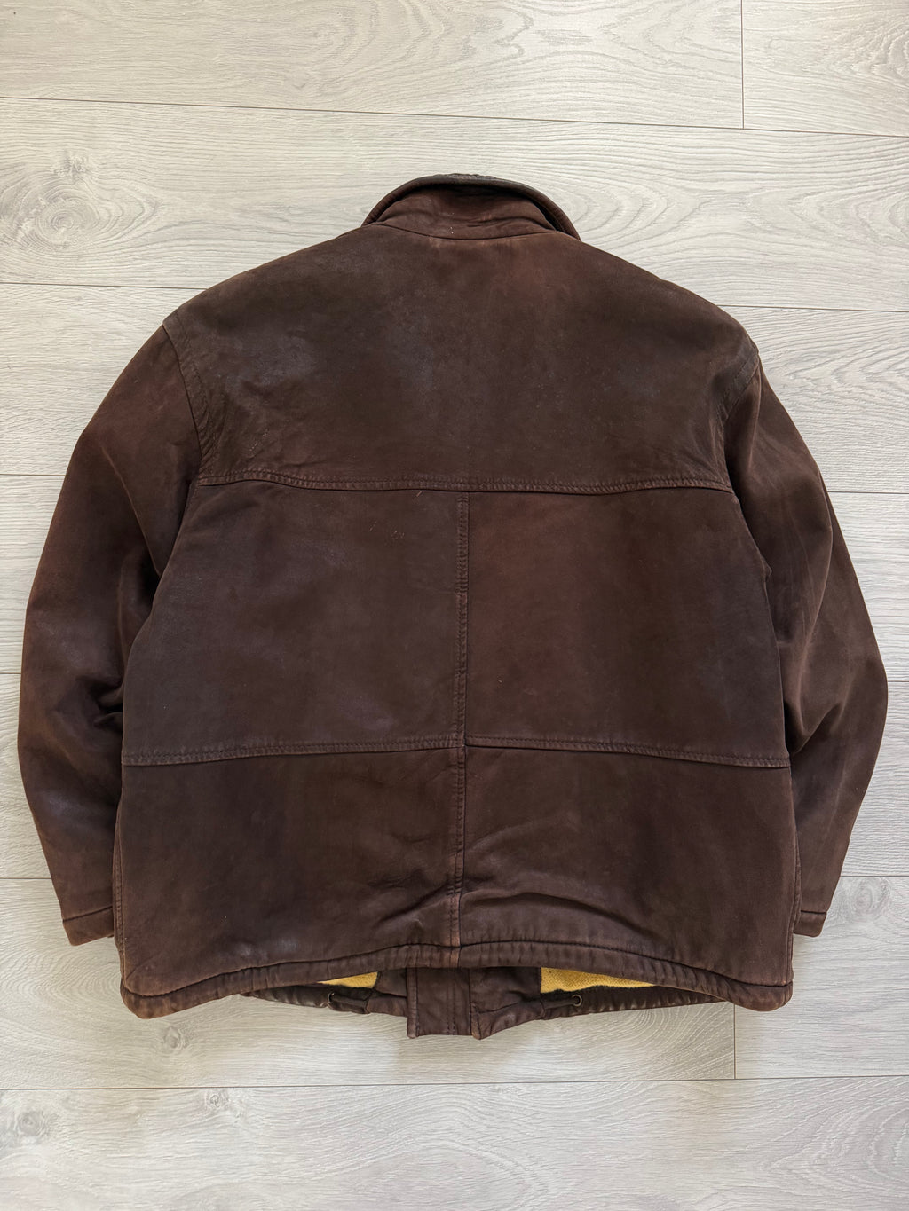 Hugo Boss 1990s Suede Leather Wool Lined Chocolate Brown Jacket  - Size XL