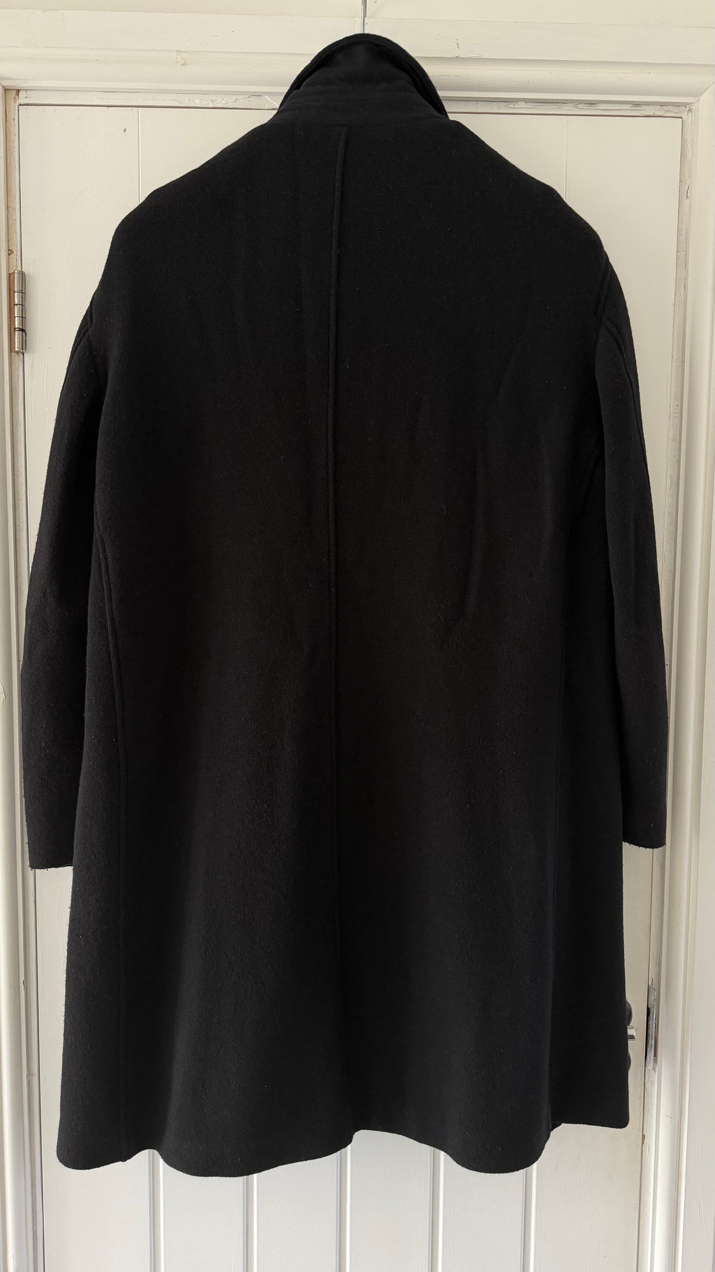 Emporio Armani 1990s Zip-Front Wool Blend Black Coat - Size L