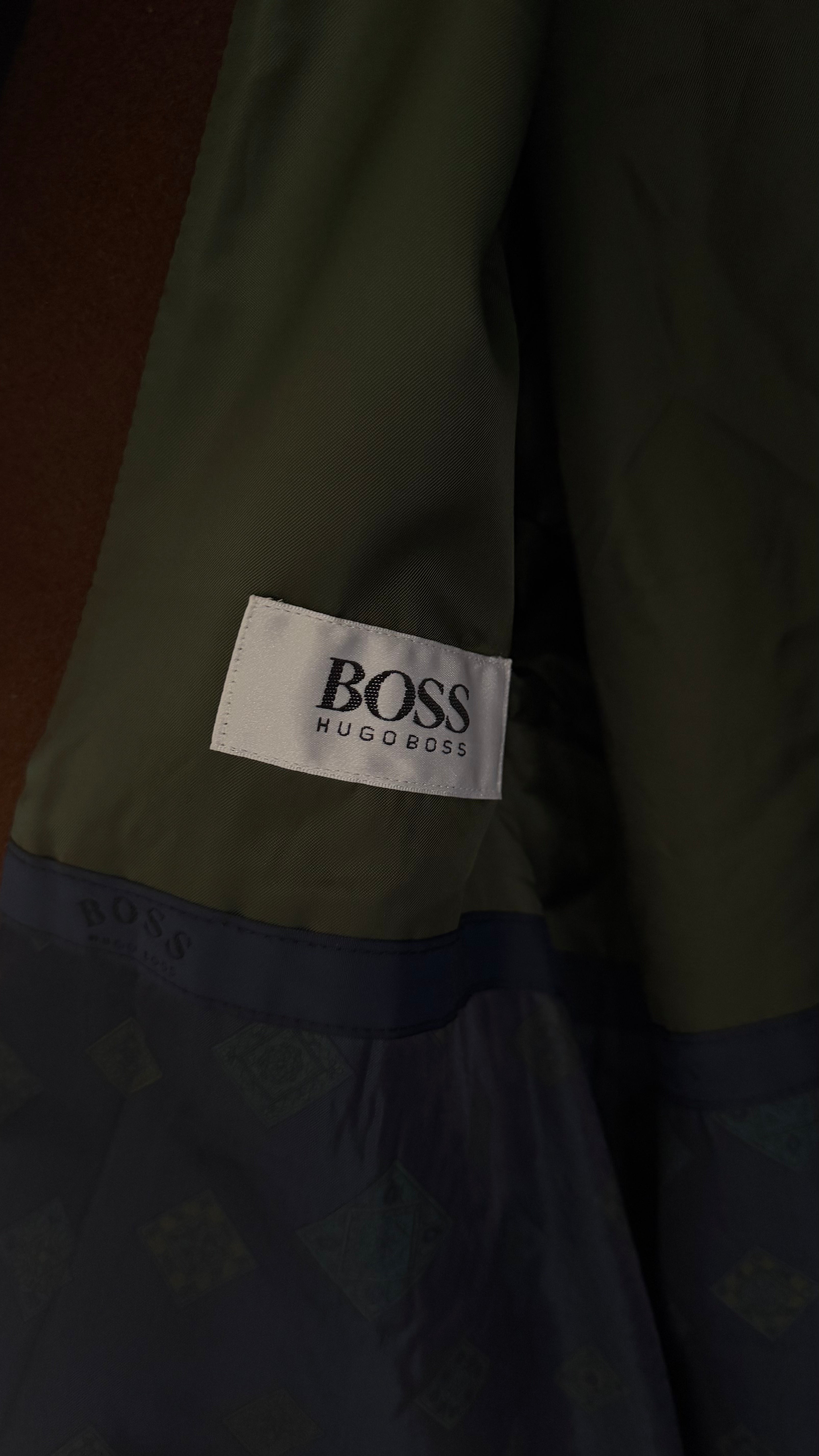 Hugo Boss 1980s Oversized Brown Wool Balmacaan Overcoat - Size M