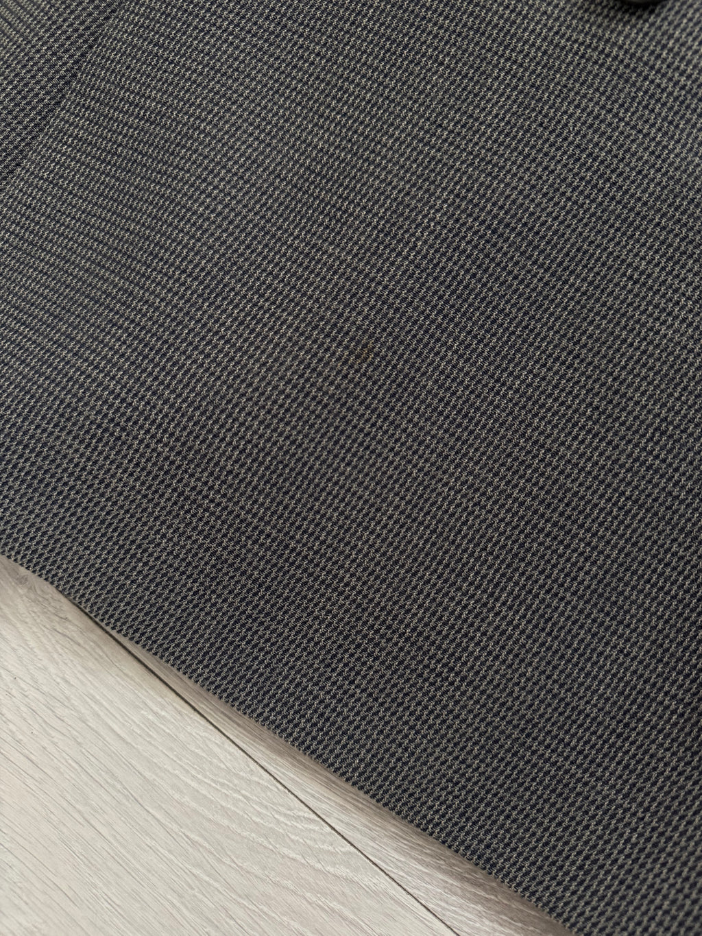 Giorgio Armani 1980s Peaked Lapel Double Breasted Textured Wool Suit Taupe Espresso Grey - Size M Jacket / 30" Waist
