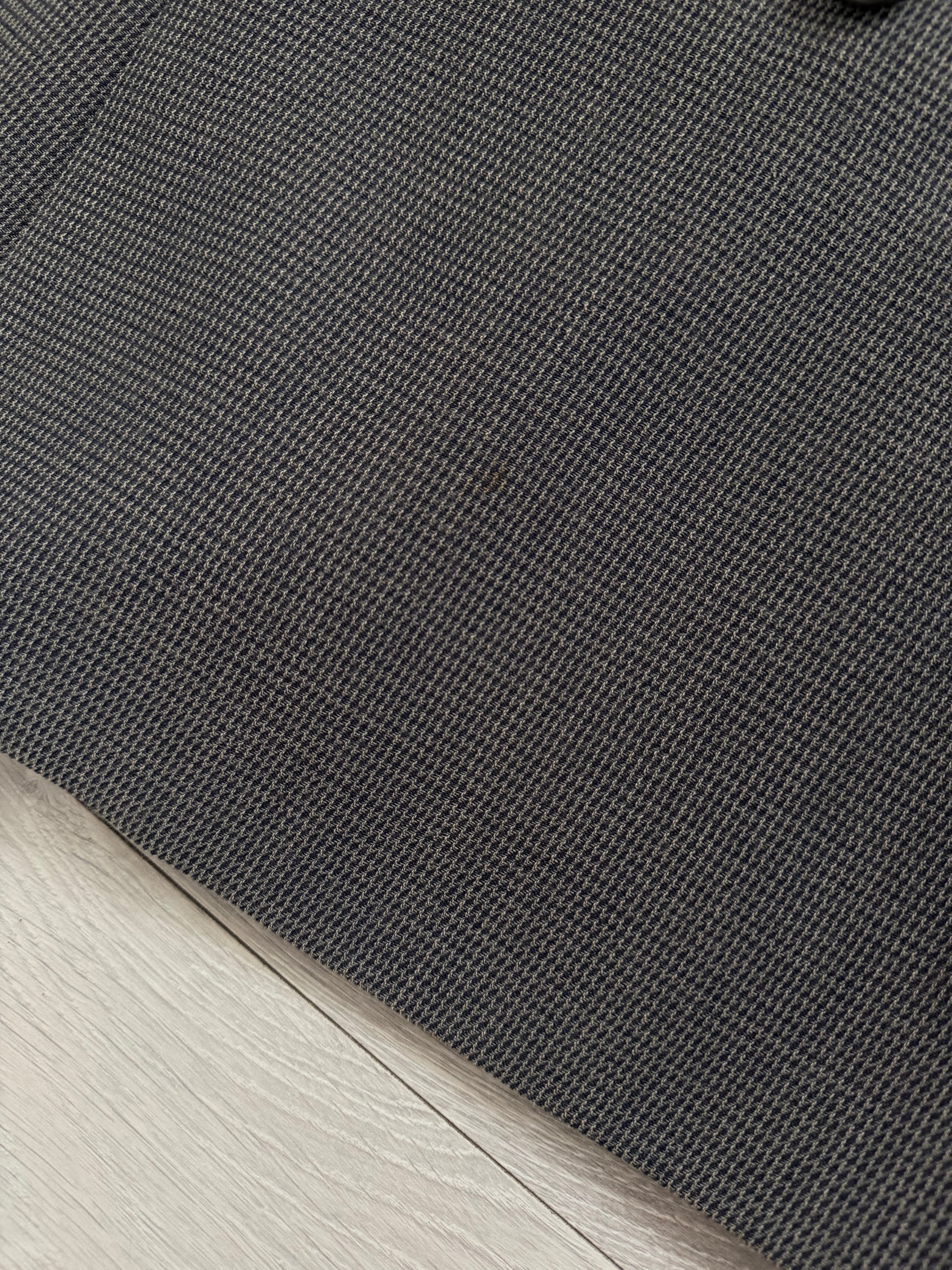 Giorgio Armani 1980s Peaked Lapel Double Breasted Textured Wool Suit Taupe Espresso Grey - Size M Jacket / 30" Waist