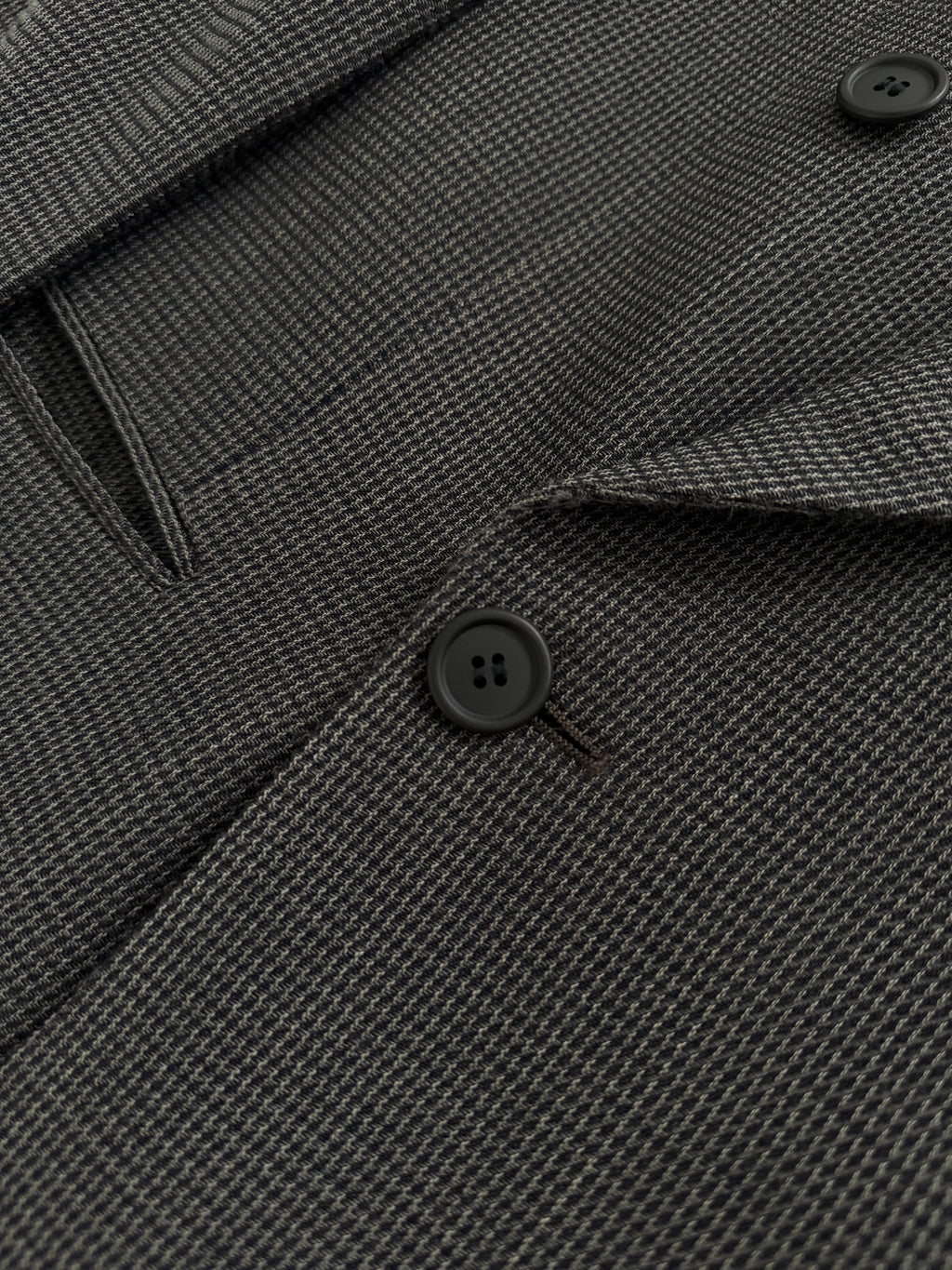 Giorgio Armani 1980s Peaked Lapel Double Breasted Textured Wool Suit Taupe Espresso Grey - Size M Jacket / 30" Waist