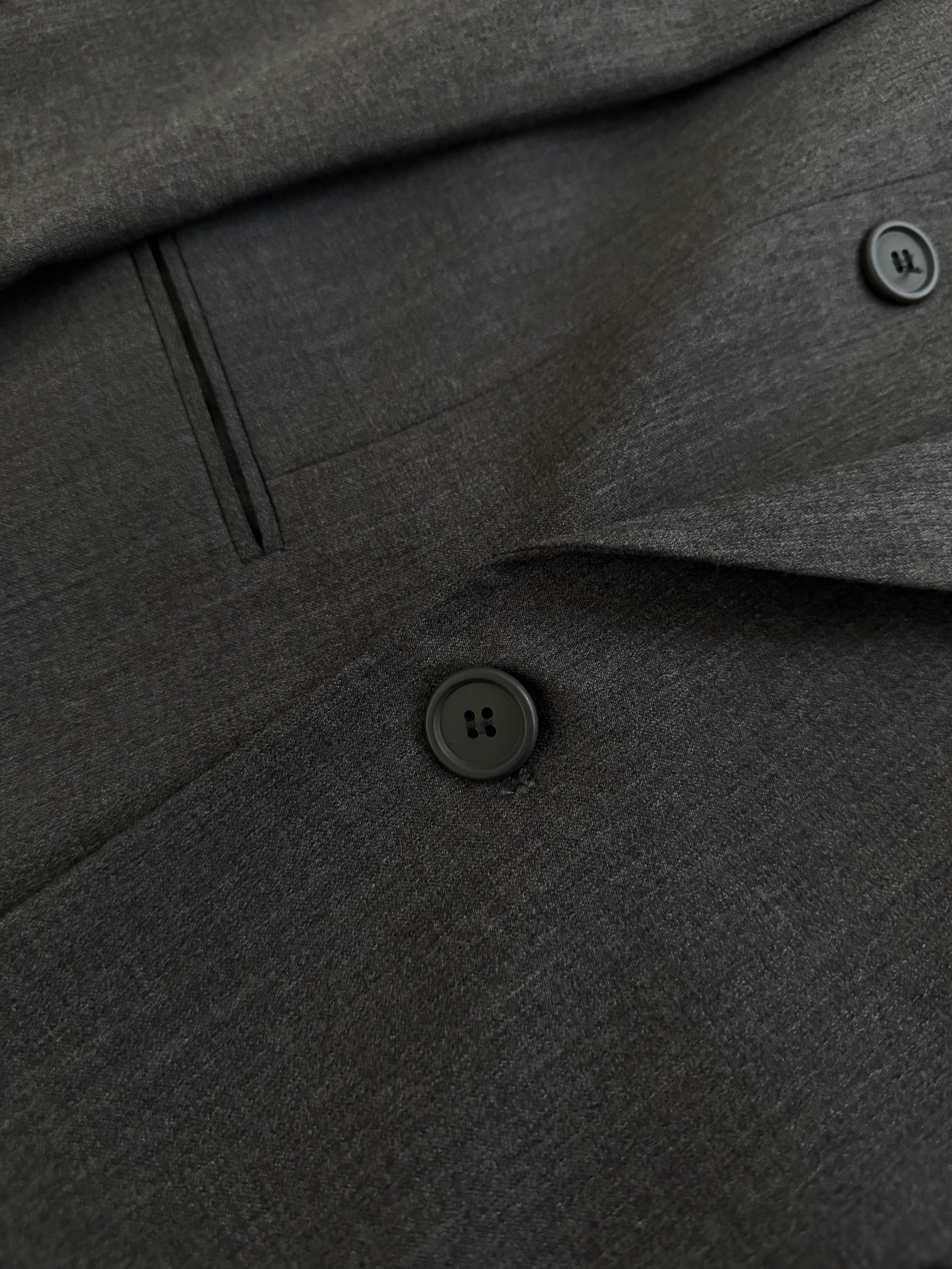 Giorgio Armani 1980s Peaked Lapel Double Breasted Wool Pleated Suit Grey - Size M Jacket / 32" Waist