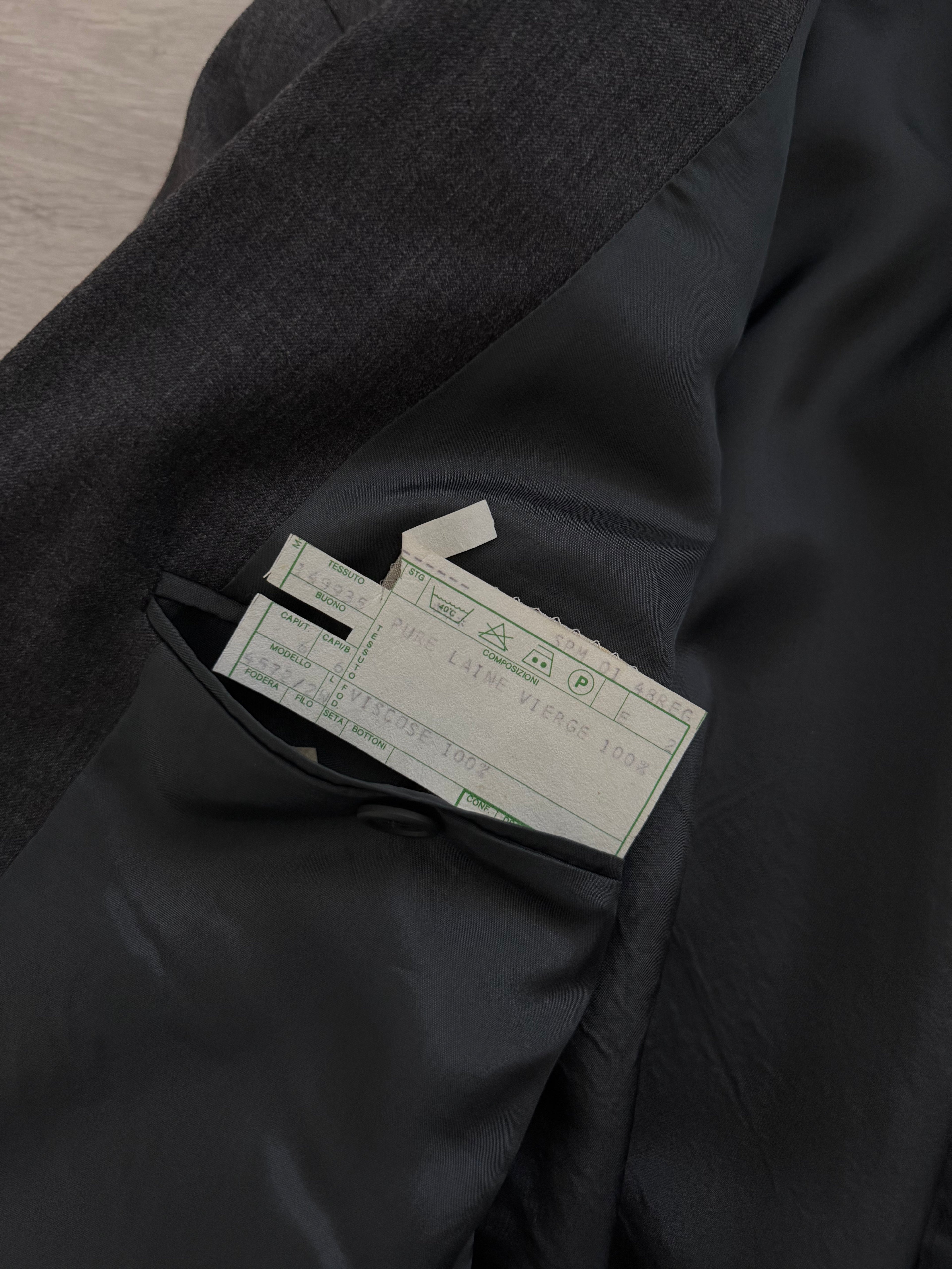 Giorgio Armani 1980s Peaked Lapel Double Breasted Wool Pleated Suit Grey - Size M Jacket / 32" Waist