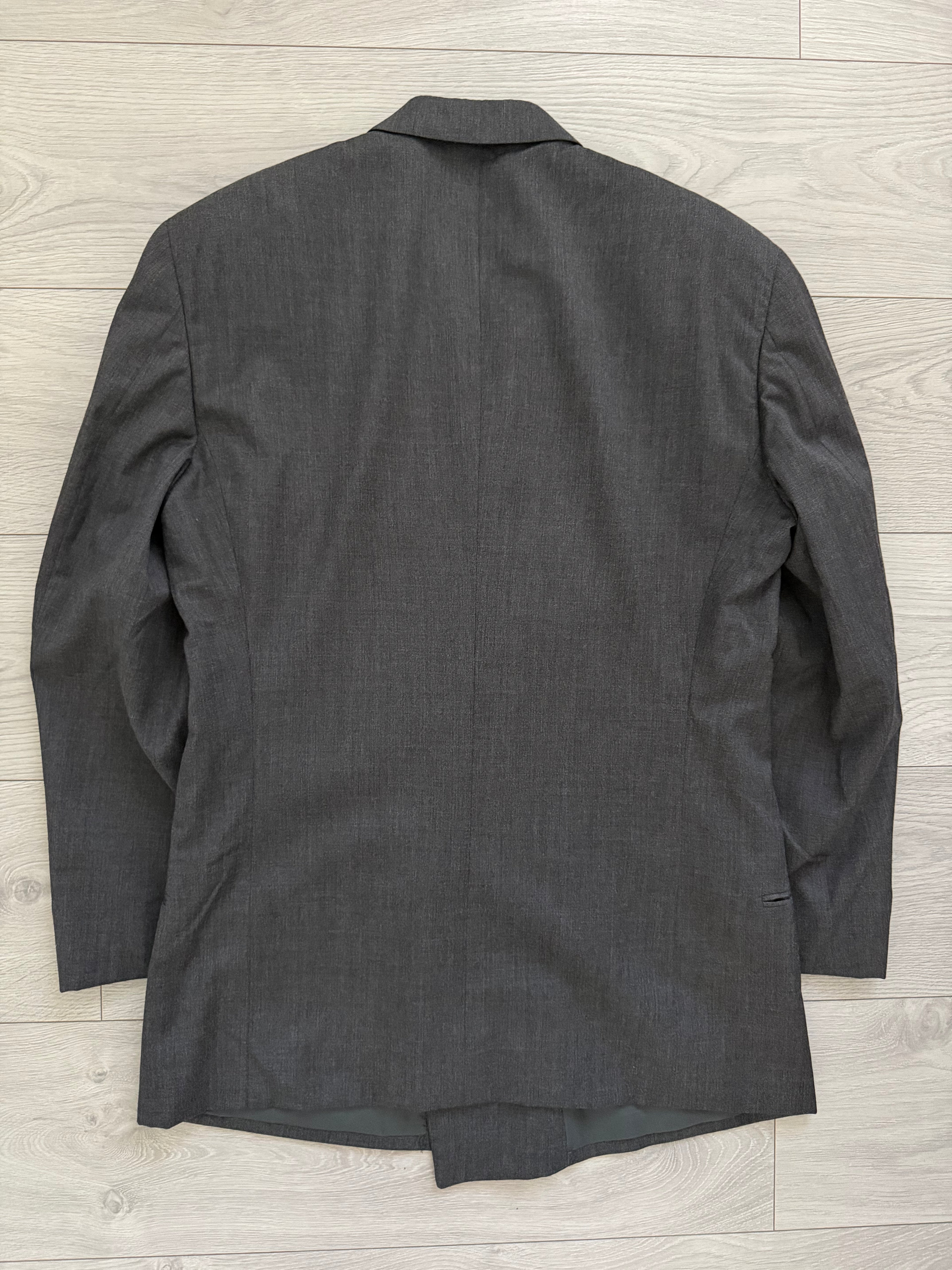 Giorgio Armani 1980s Peaked Lapel Double Breasted Wool Pleated Suit Grey - Size M Jacket / 32" Waist