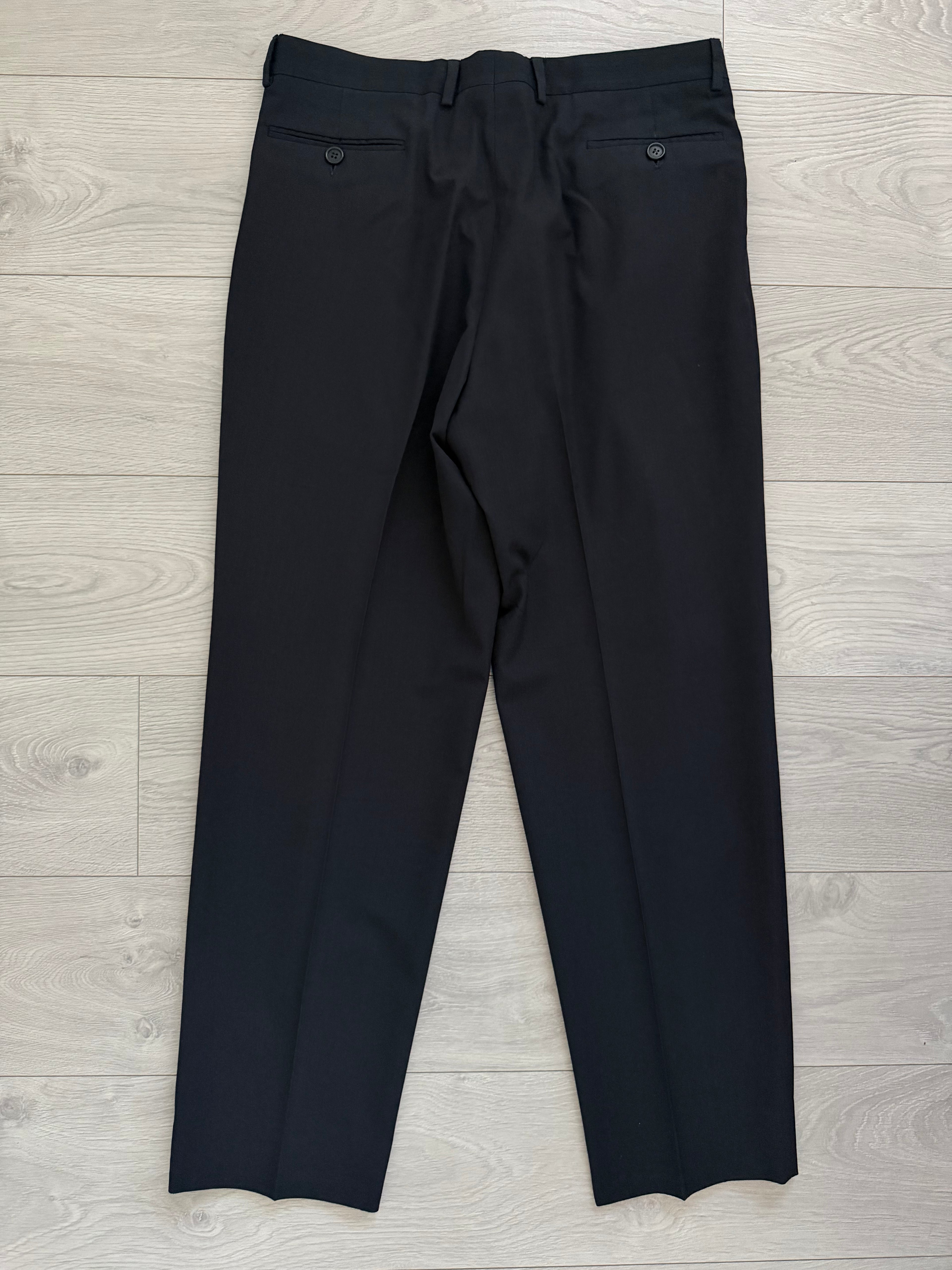 Giorgio Armani Black Label 1990s Peaked Lapel Double Breasted Draped Wool Pleated Suit Navy - Size XL Jacket / 36" Waist