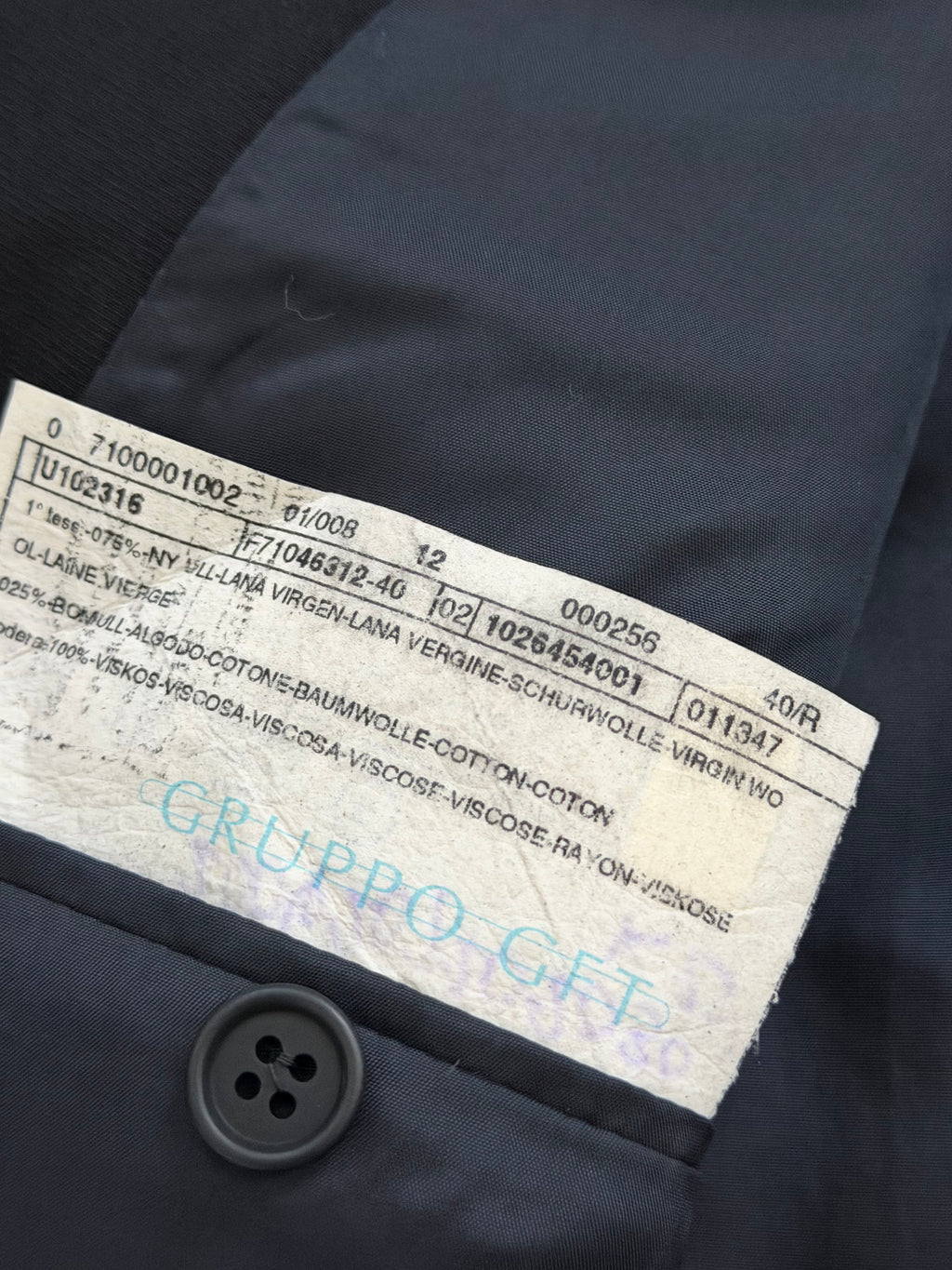Giorgio Armani 1980s 2B Black Pleated Wool Cotton Suit - Size S Jacket / 33" Waist