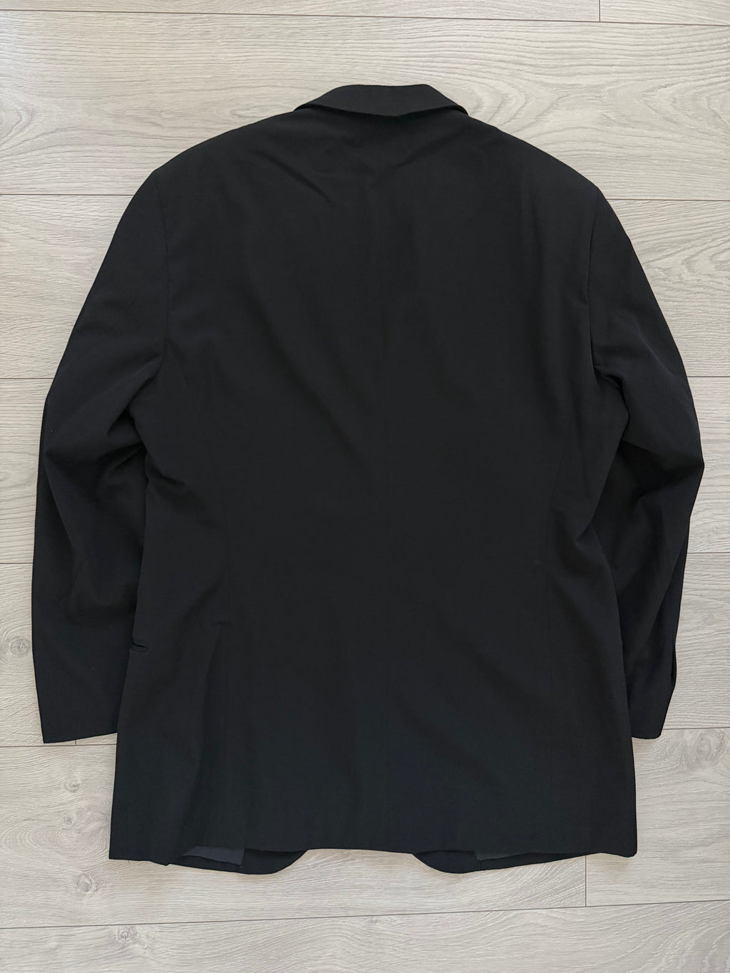 Giorgio Armani 1980s 2B Black Pleated Wool Cotton Suit - Size S Jacket / 33" Waist