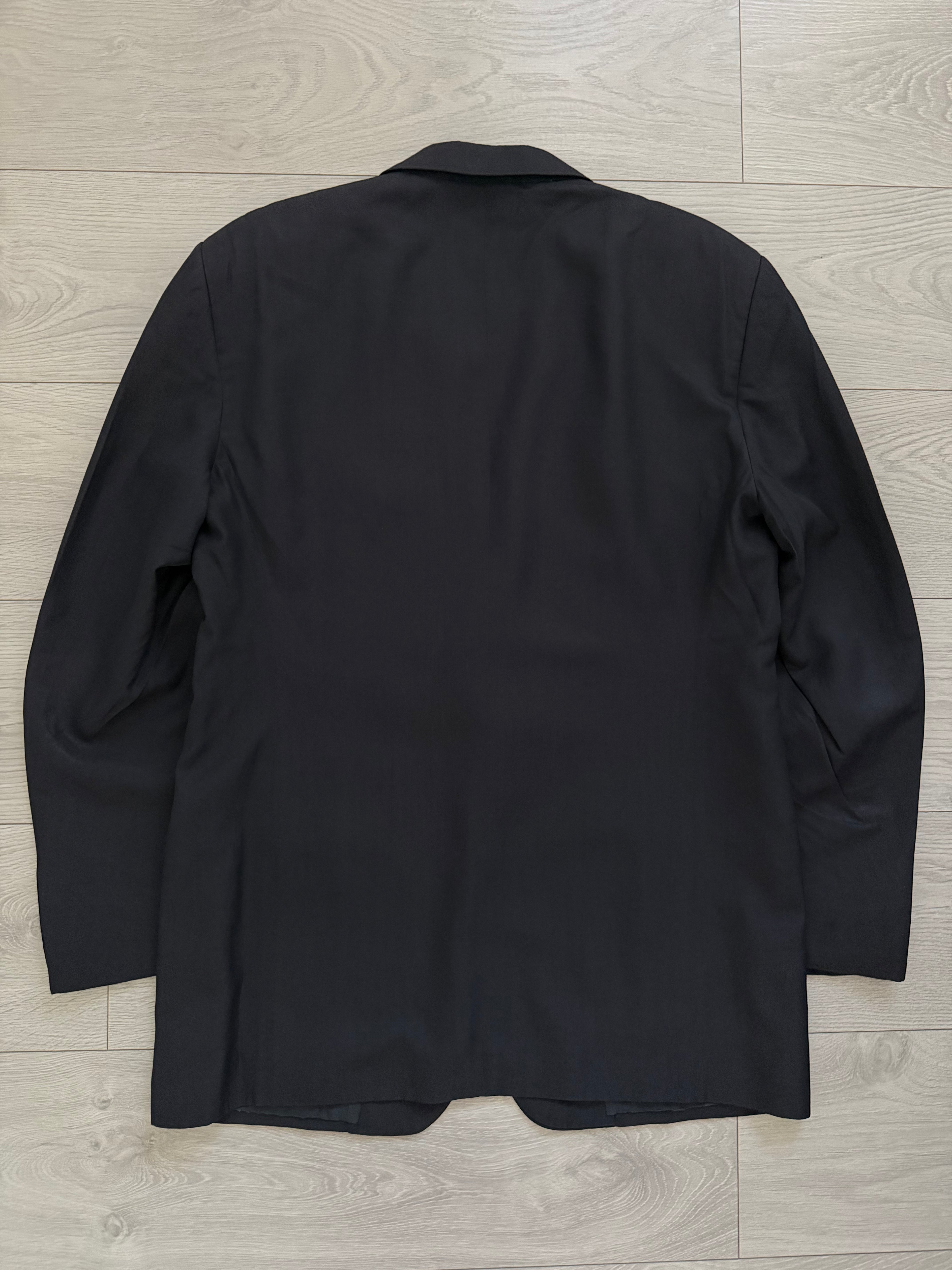 Giorgio Armani Black Label 1990s 2B Pleated Navy Wool Silk Suit - Size L Jacket / 34" Waist