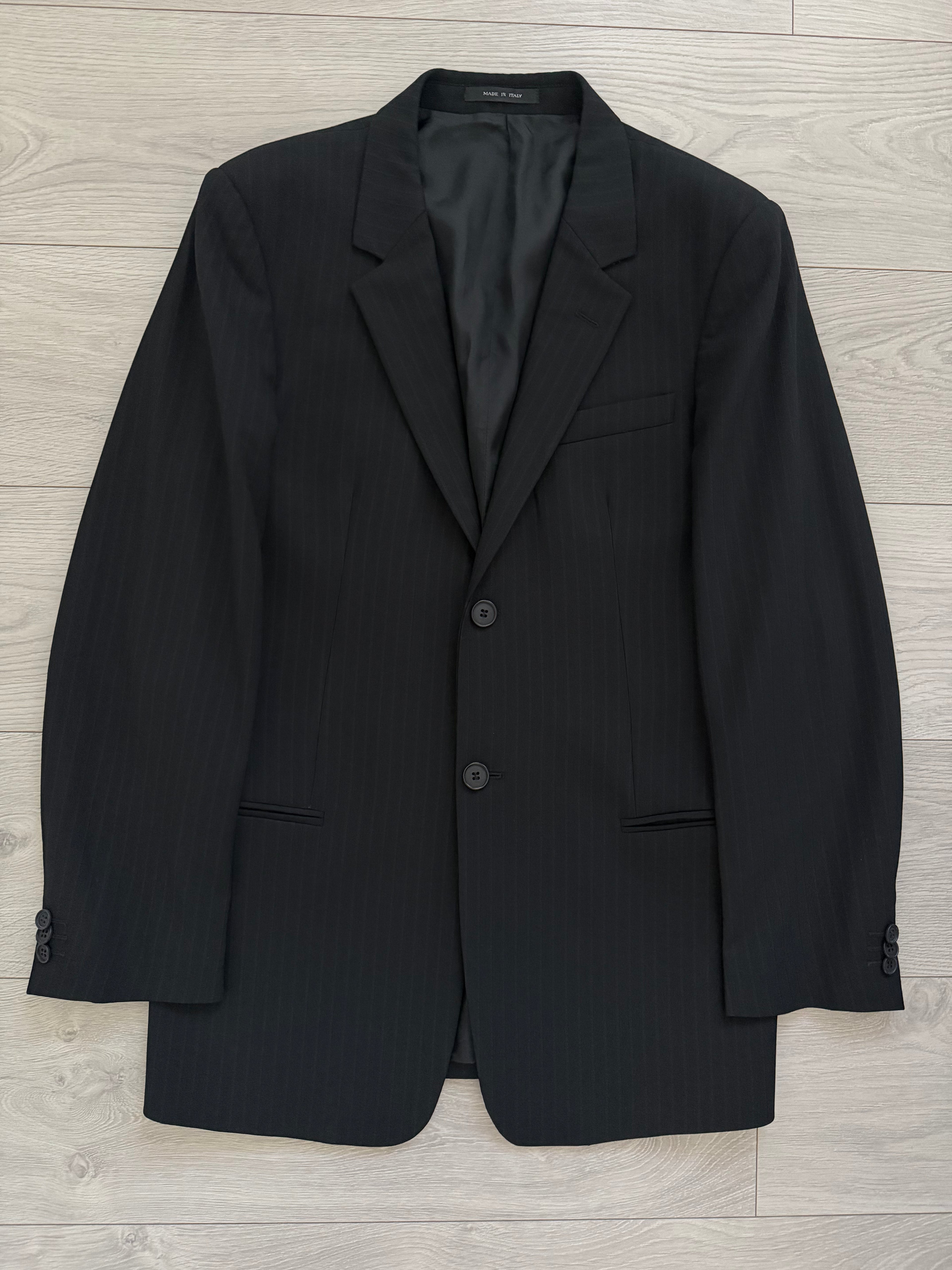 Emporio Armani 1990s 2B Striped Wool Draped Suit - Size S Jacket / 32" Waist