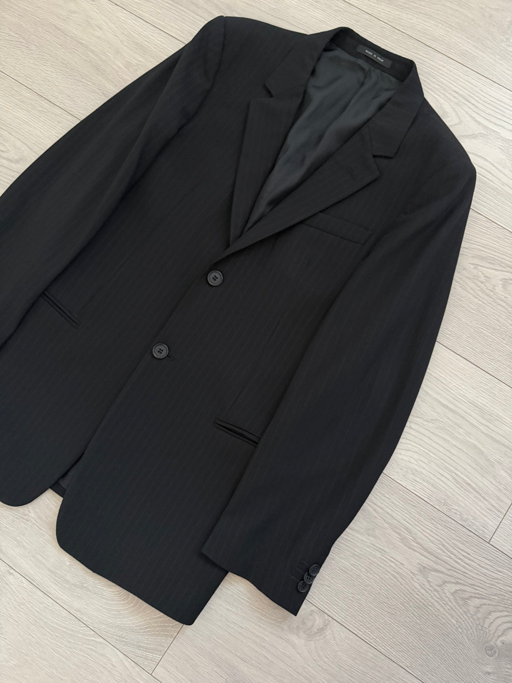 Emporio Armani 1990s 2B Striped Wool Draped Suit - Size S Jacket / 32" Waist