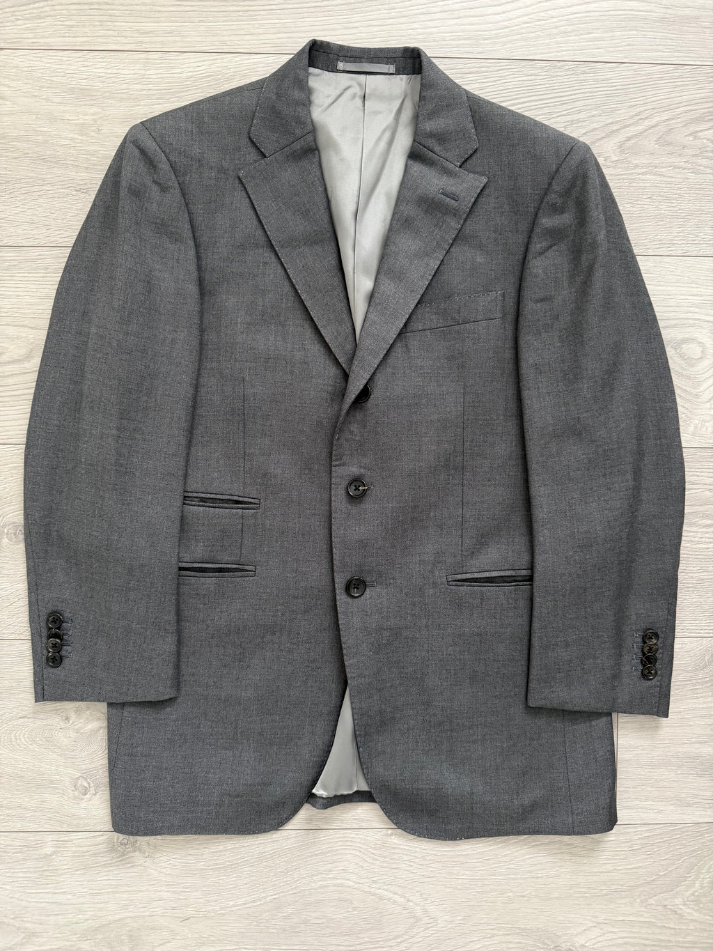 Yves Saint Laurent 1990s 2B Wool Grey Suit - Size S Jacket / 32" Waist
