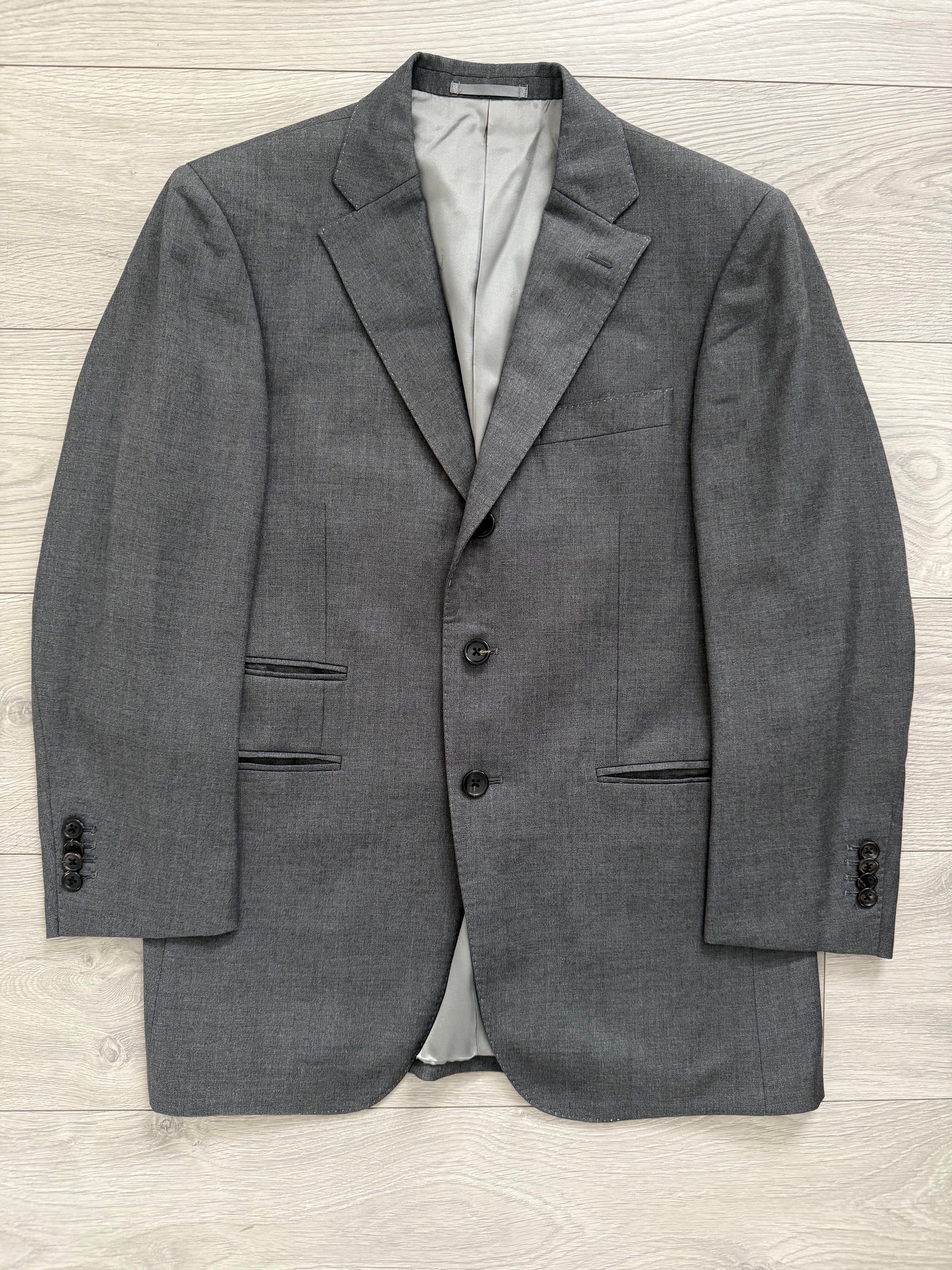 Yves Saint Laurent 1990s 2B Wool Grey Suit - Size S Jacket / 32" Waist